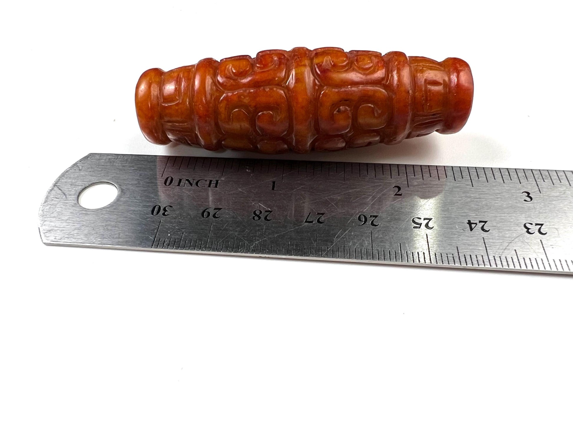Vintage Natural Antique Tibetian jade Handcrafted Jadeite long bead pocket stone Mineral focal jewelry pendant piece Good Luck