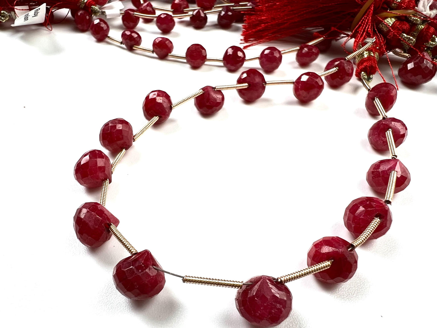 Natural Ruby Faceted Teardrop 4-6x6-9mm Gemstone Briolette Jewelry Beads 10 pcs or 20 pcs