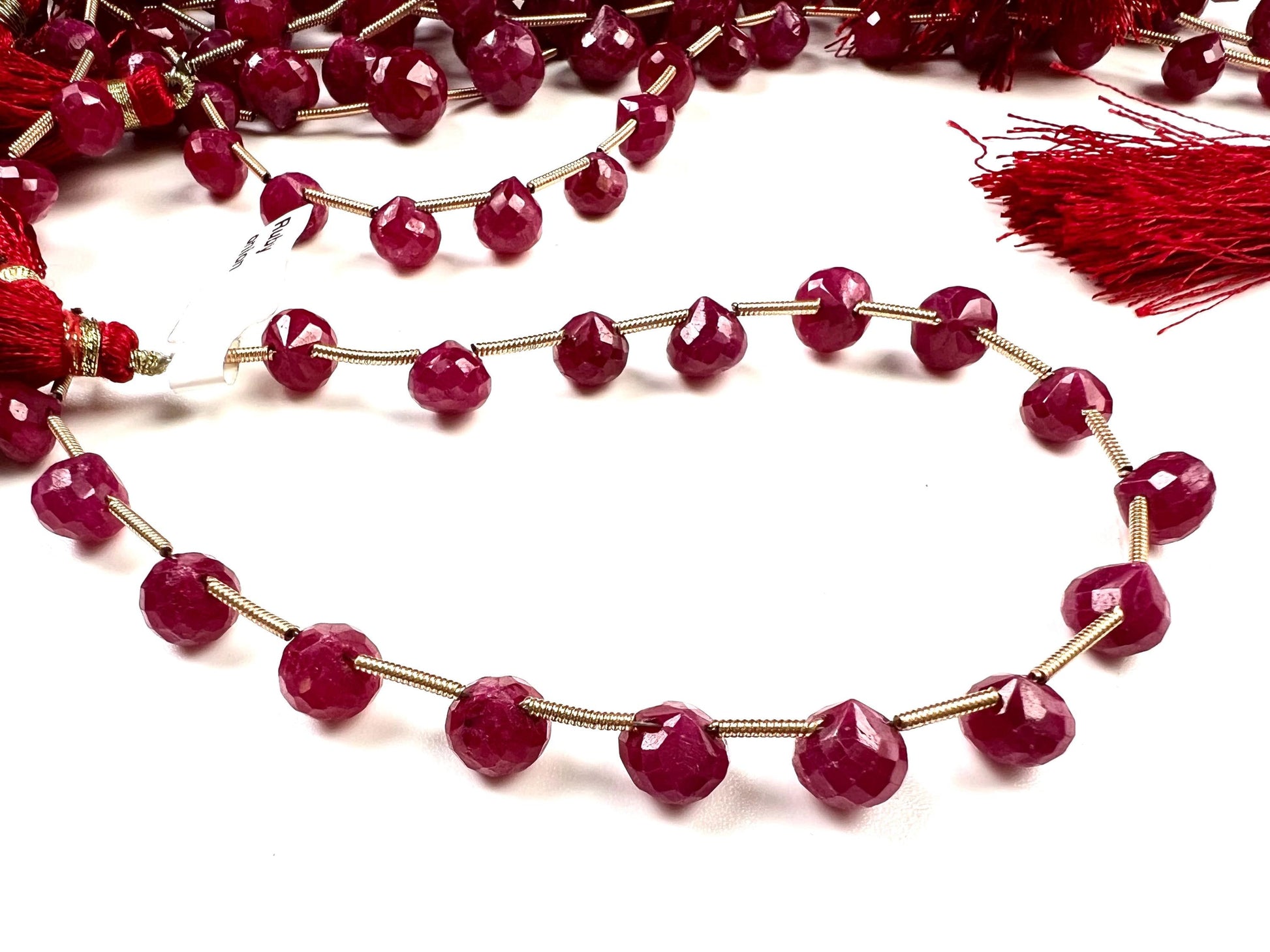 Natural Ruby Faceted Teardrop 4-6x6-9mm Gemstone Briolette Jewelry Beads 10 pcs or 20 pcs