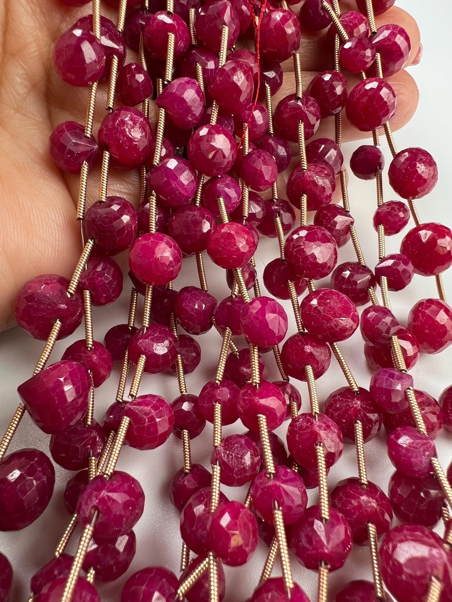 Natural Ruby Faceted Teardrop 4-6x6-9mm Gemstone Briolette Jewelry Beads 10 pcs or 20 pcs
