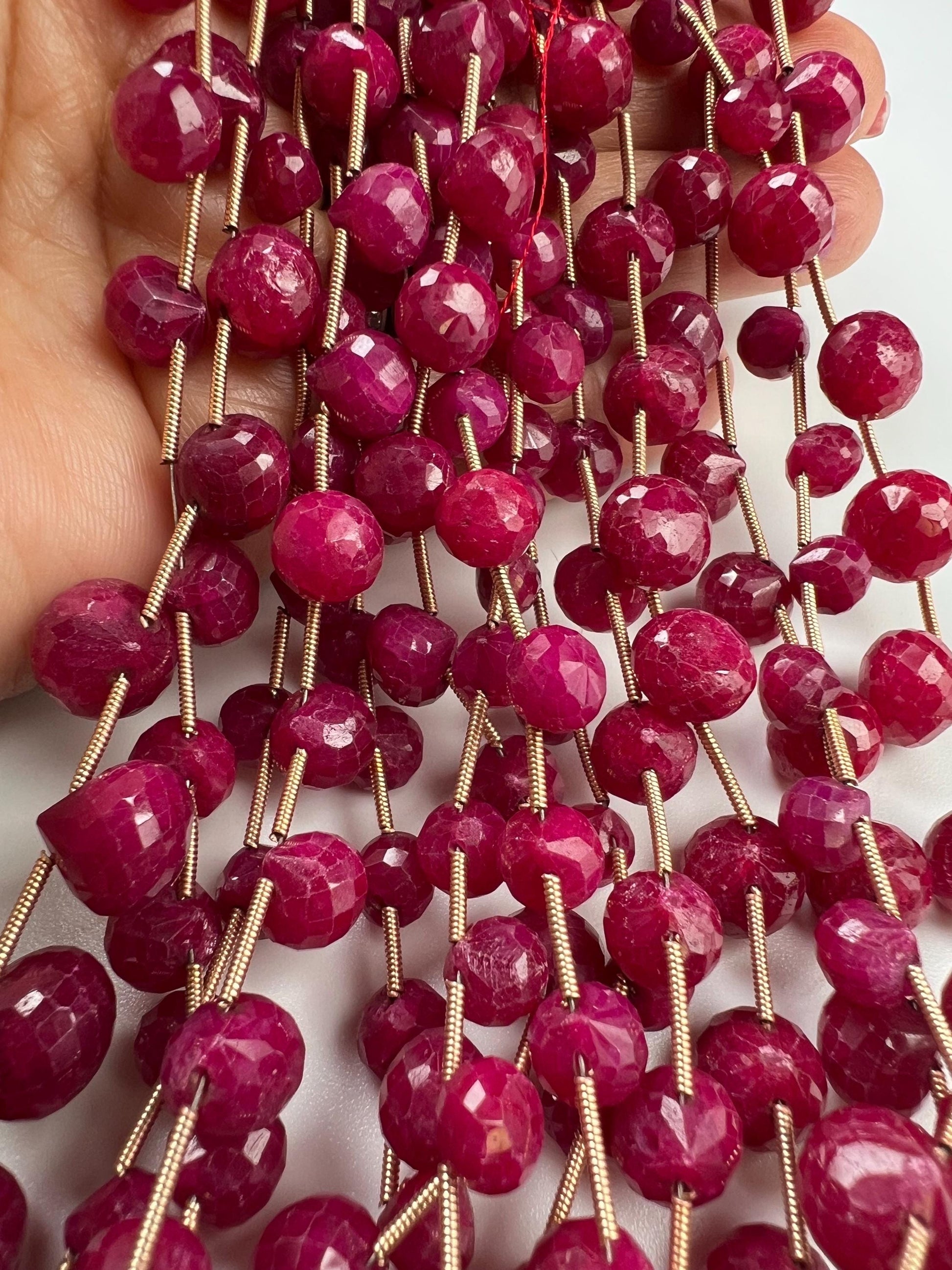 Natural Ruby Faceted Teardrop 4-6x6-9mm Gemstone Briolette Jewelry Beads 10 pcs or 20 pcs