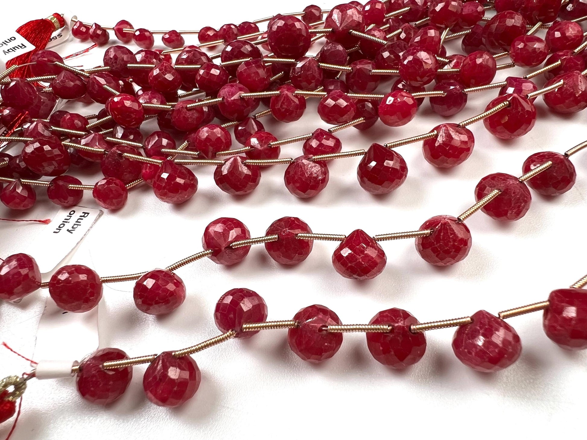 Natural Ruby Faceted Teardrop 4-6x6-9mm Gemstone Briolette Jewelry Beads 10 pcs or 20 pcs