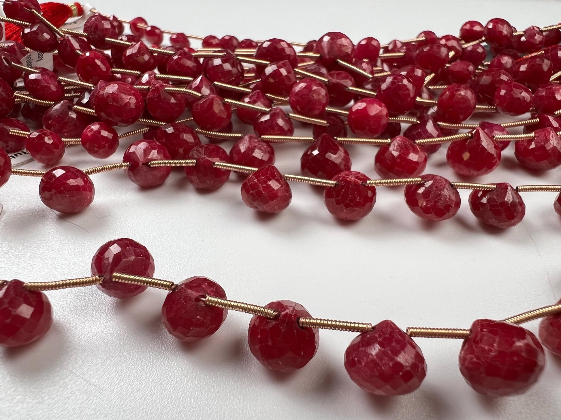 Natural Ruby Faceted Teardrop 4-6x6-9mm Gemstone Briolette Jewelry Beads 10 pcs or 20 pcs