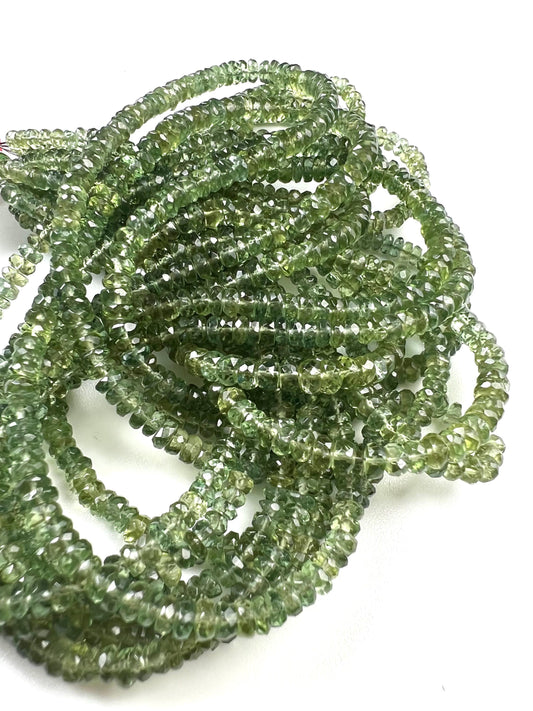 Natural Green Apatite 3-4.5 faceted roundel beads for jewelry making beads 6.5",13" strand