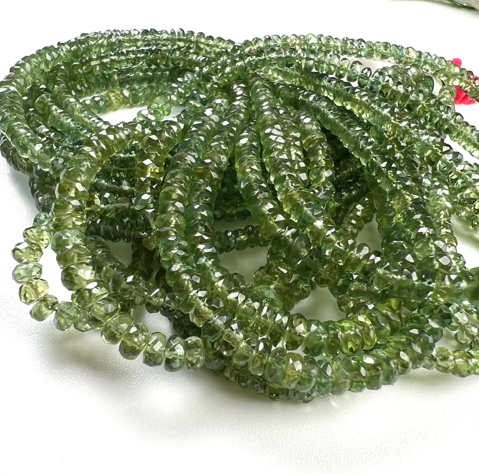 Natural Green Apatite 3-4.5 faceted roundel beads for jewelry making beads 6.5",13" strand