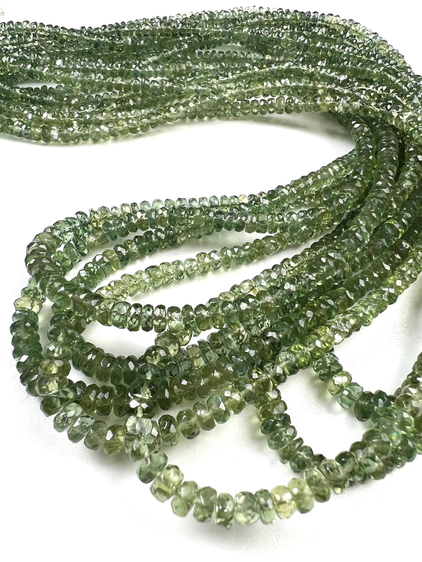 Natural Green Apatite 3-4.5 faceted roundel beads for jewelry making beads 6.5",13" strand