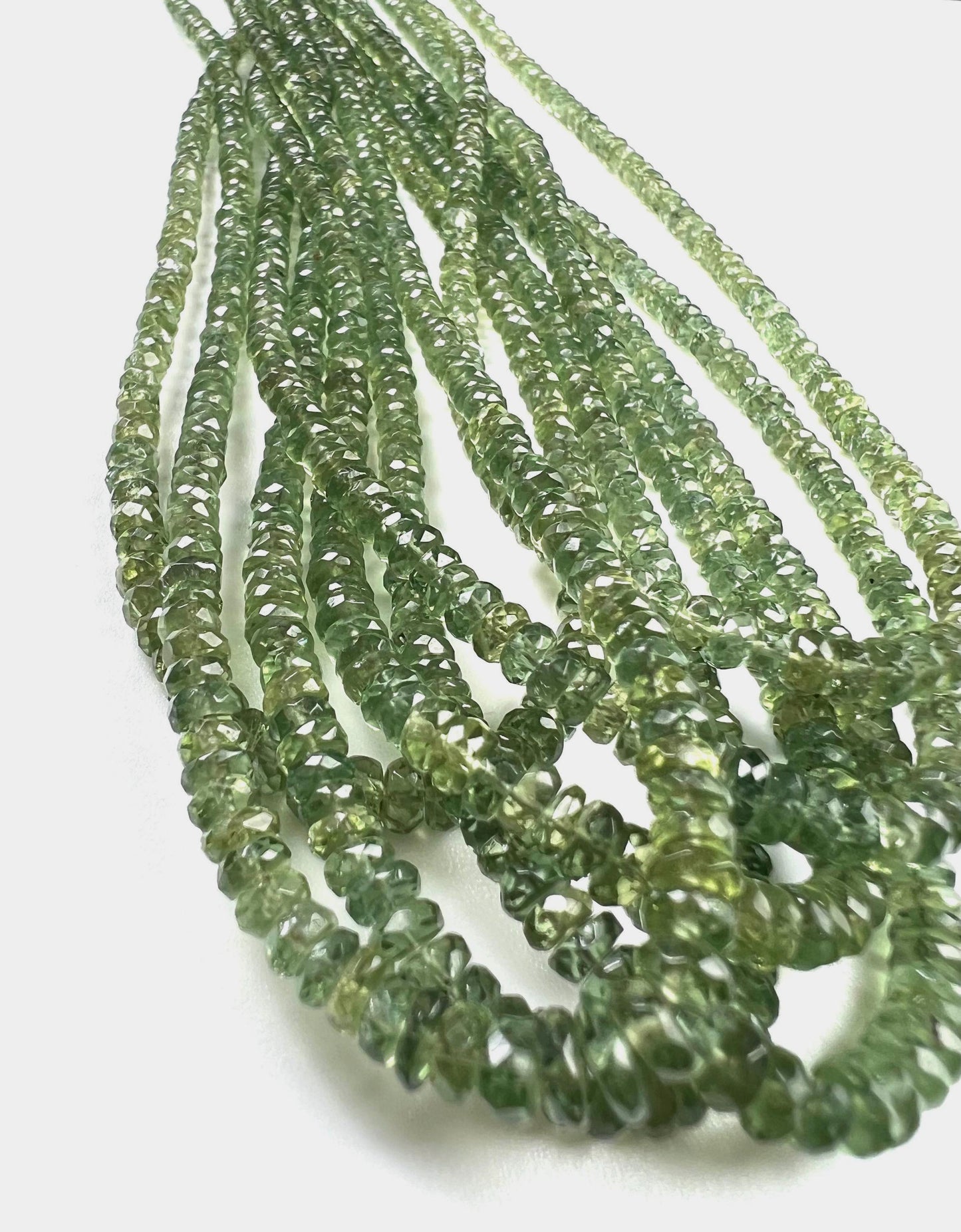 Natural Green Apatite 3-4.5 faceted roundel beads for jewelry making beads 6.5",13" strand