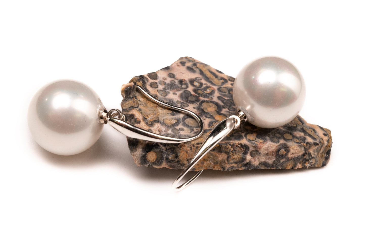Half drilled White South Sea Shell Pearl earring 10,12,14mm Large High Luster Pearl Silver/Gold hook Earrings,Elegant Bridal