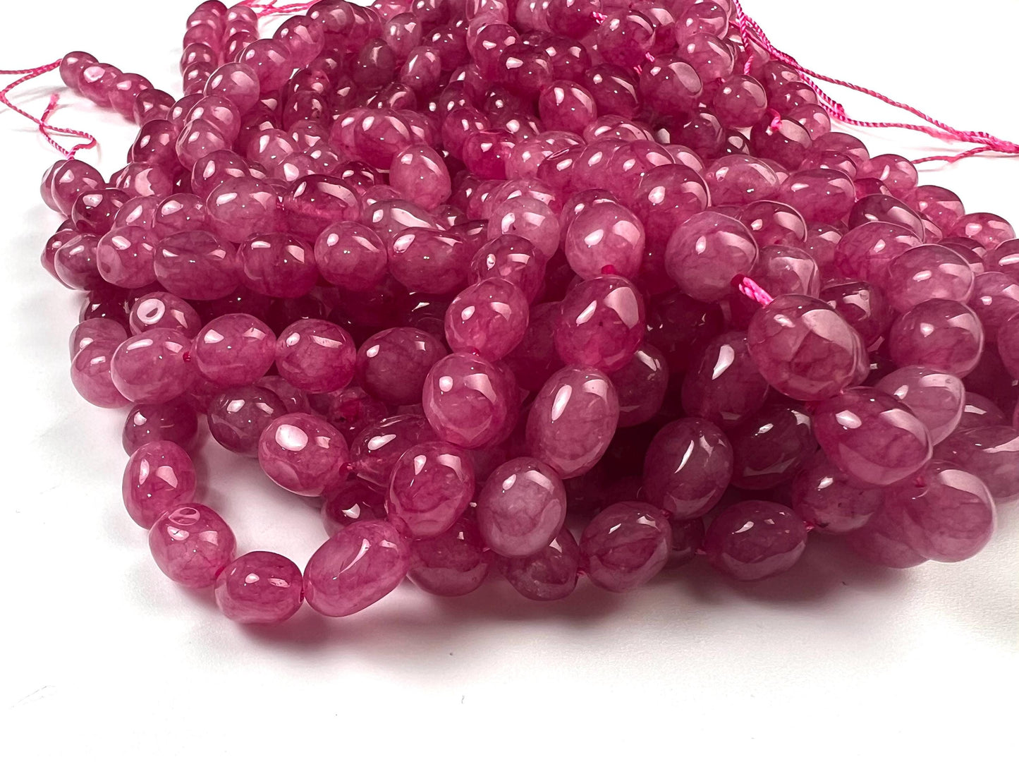 Purple agate beads Rose pink purple smooth oval 8x10mm jewelry making beads 14”