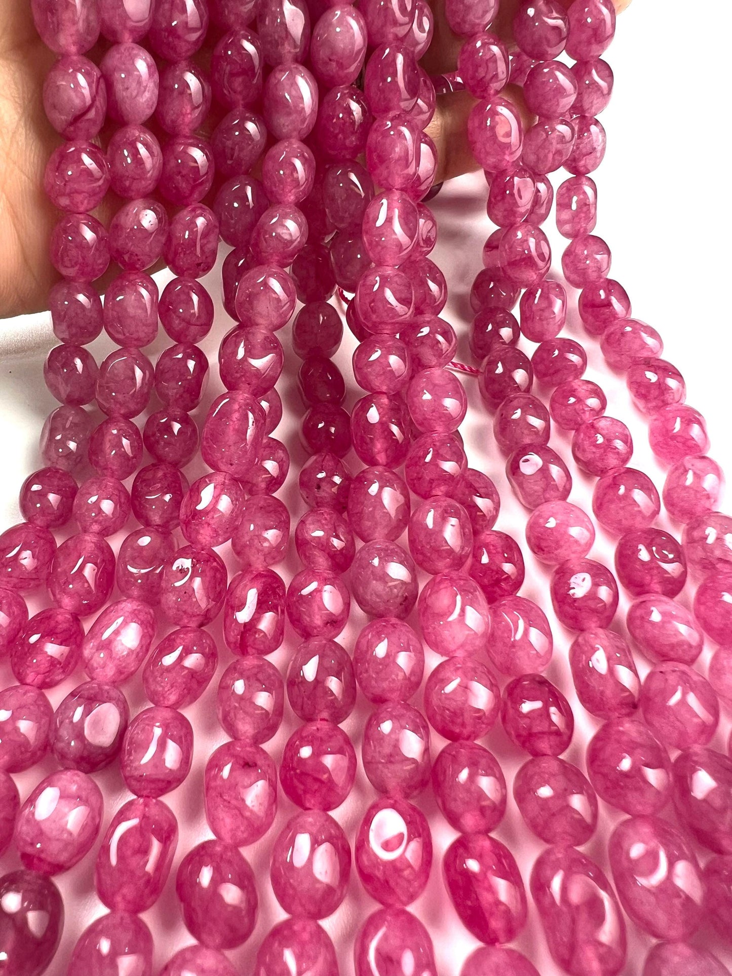 Purple agate beads Rose pink purple smooth oval 8x10mm jewelry making beads 14”