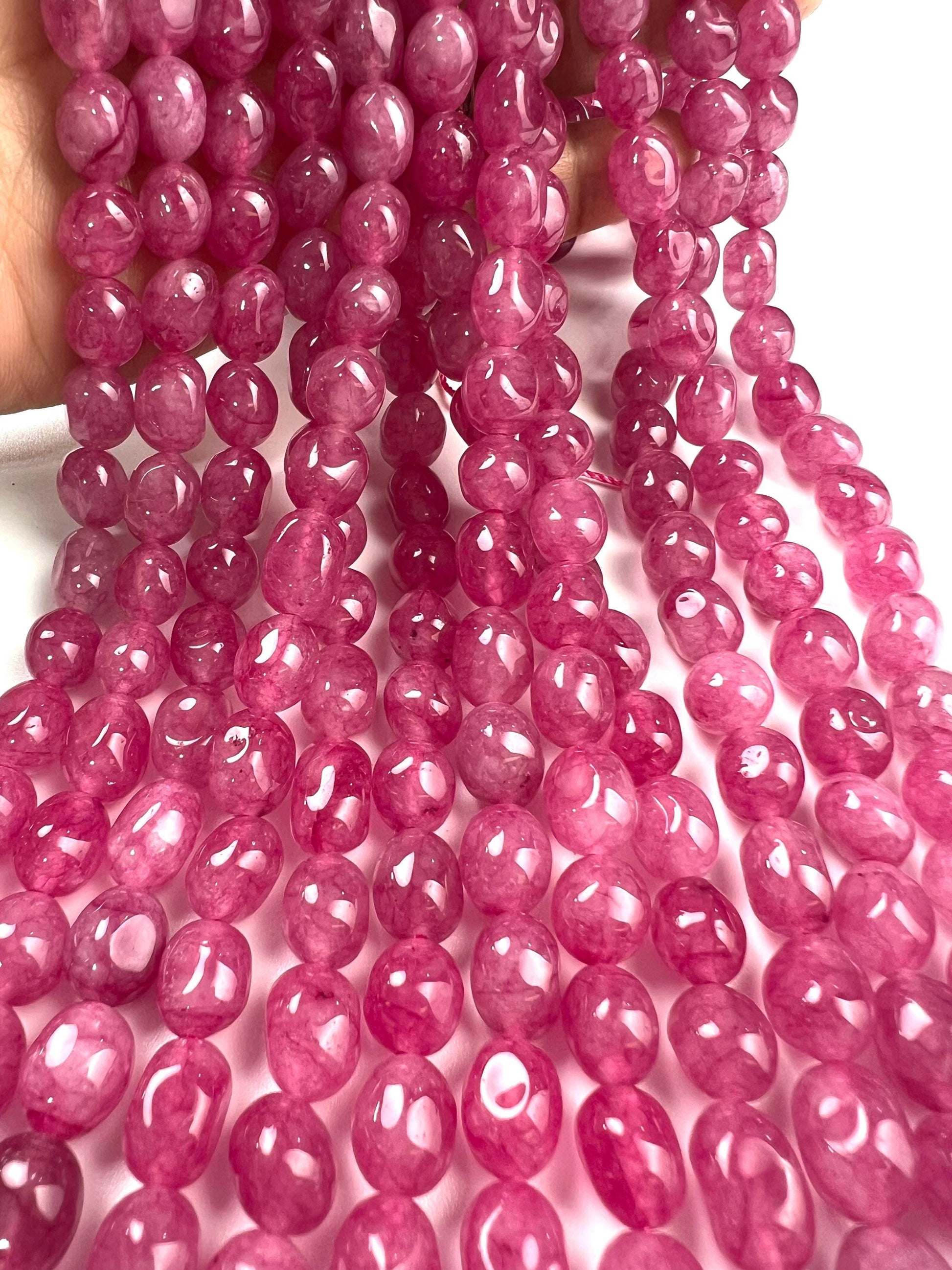 Purple agate beads Rose pink purple smooth oval 8x10mm jewelry making beads 14”