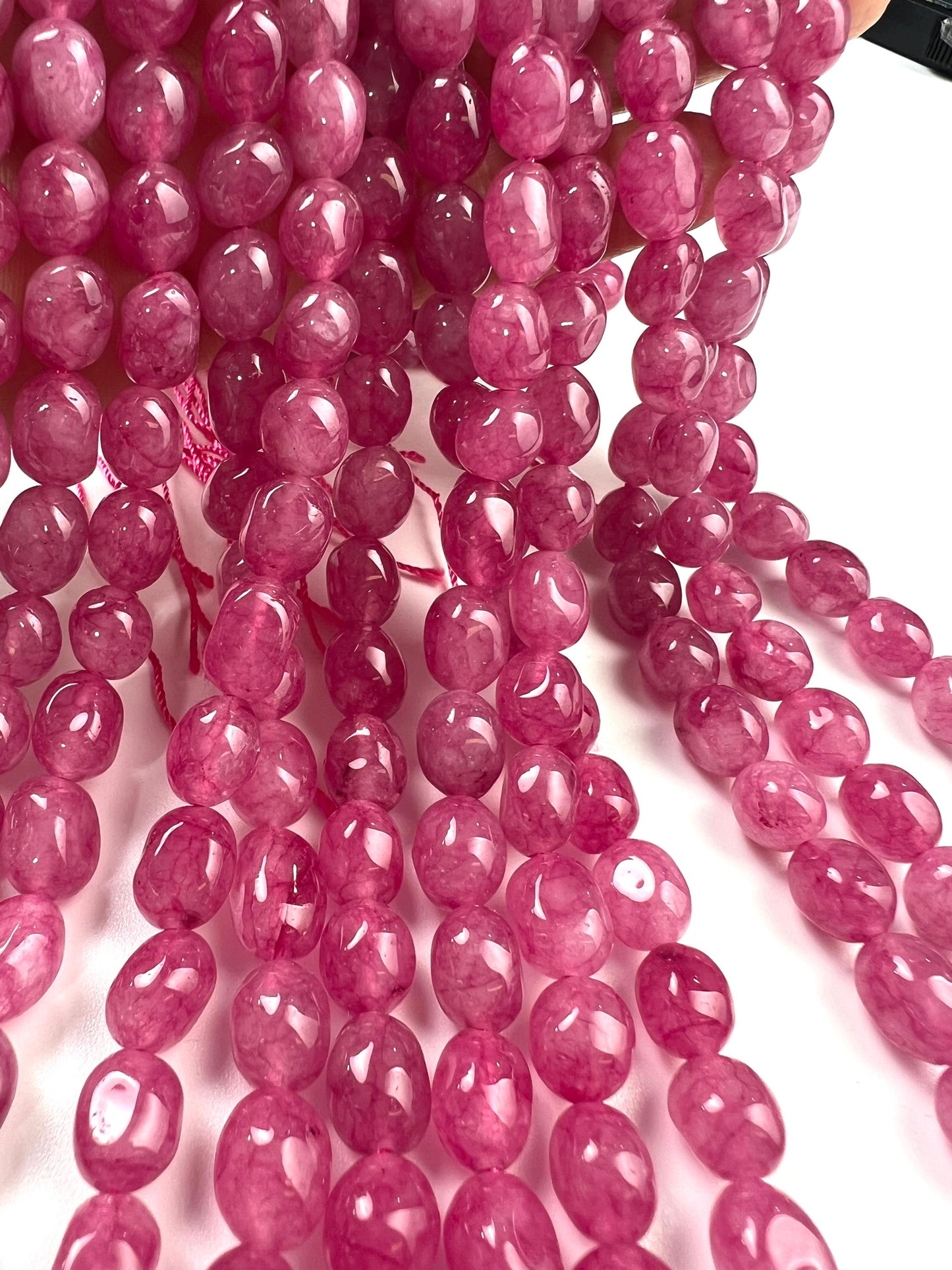 Purple agate beads Rose pink purple smooth oval 8x10mm jewelry making beads 14”