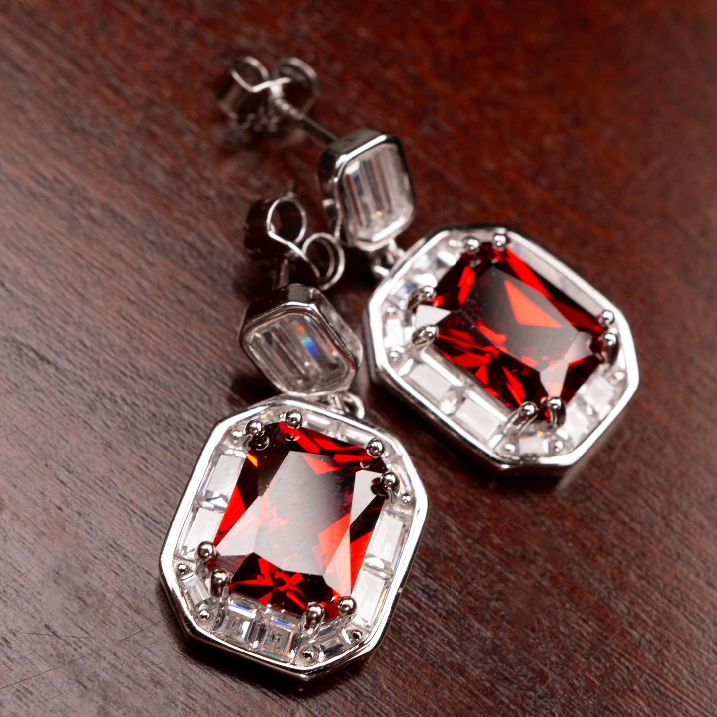 Genuine Garnet Merlot Red 925 sterling silver 12x14mm prong CZ diamond around Post Earrings,Bridal, valentines Holiday Gift,