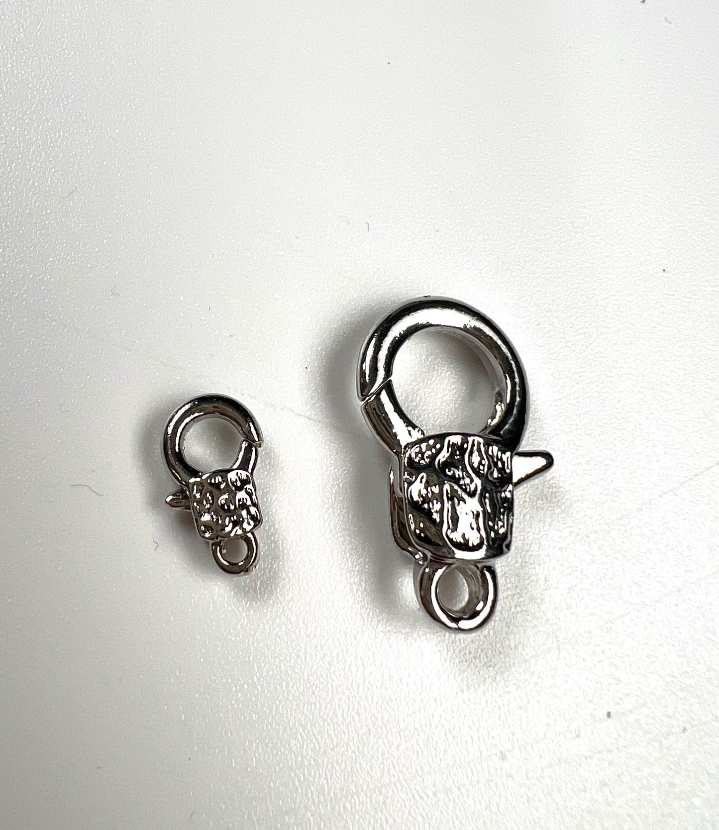 Fancy lobster claw clasp, both side art decorated 13x23mm Rhodium Silver Lobster Clasp, high quality, heavy duty, anti tarnish 1 Pc or bulk