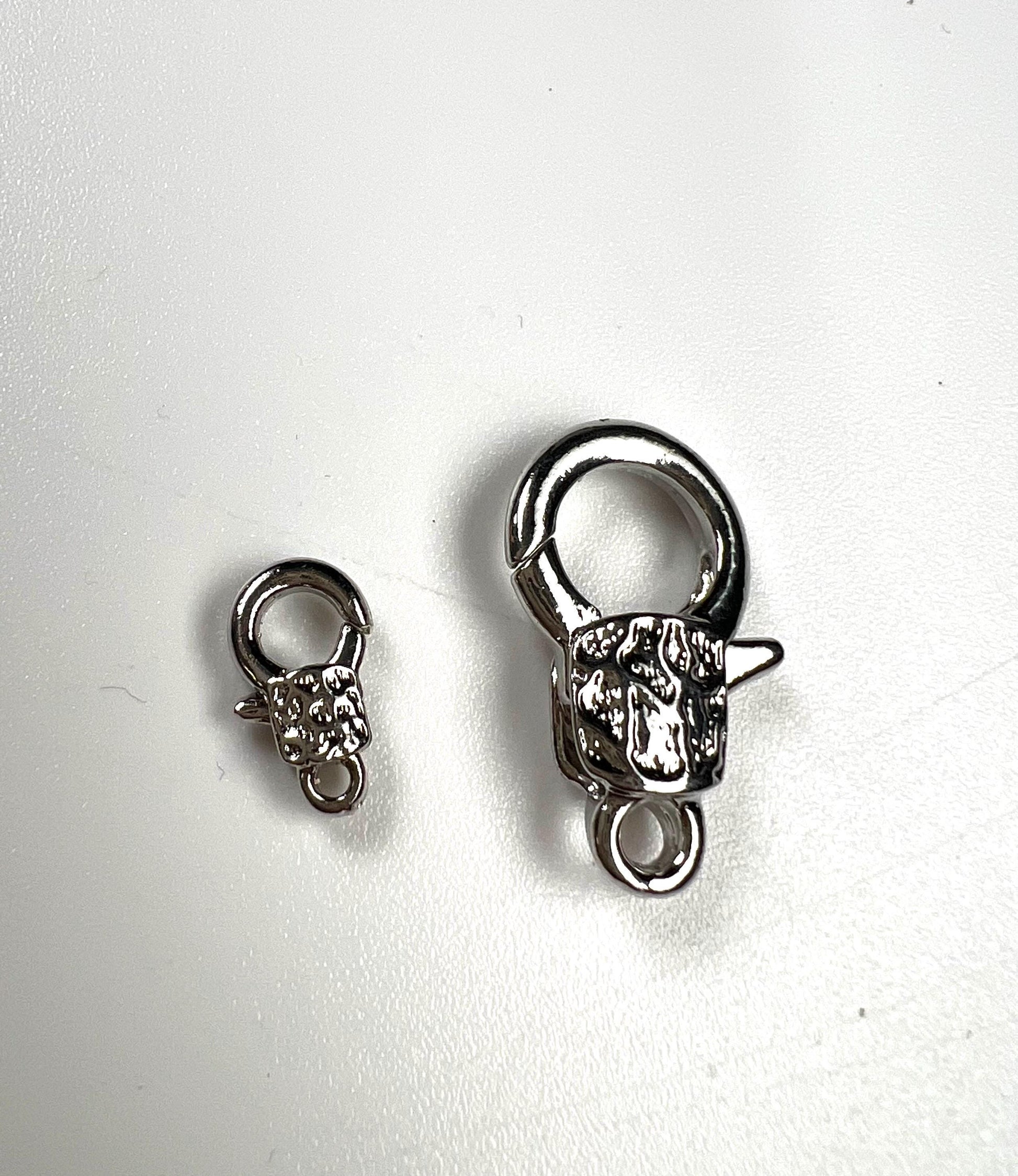 Fancy lobster claw clasp, both side art decorated 13x23mm Rhodium Silver Lobster Clasp, high quality, heavy duty, anti tarnish 1 Pc or bulk