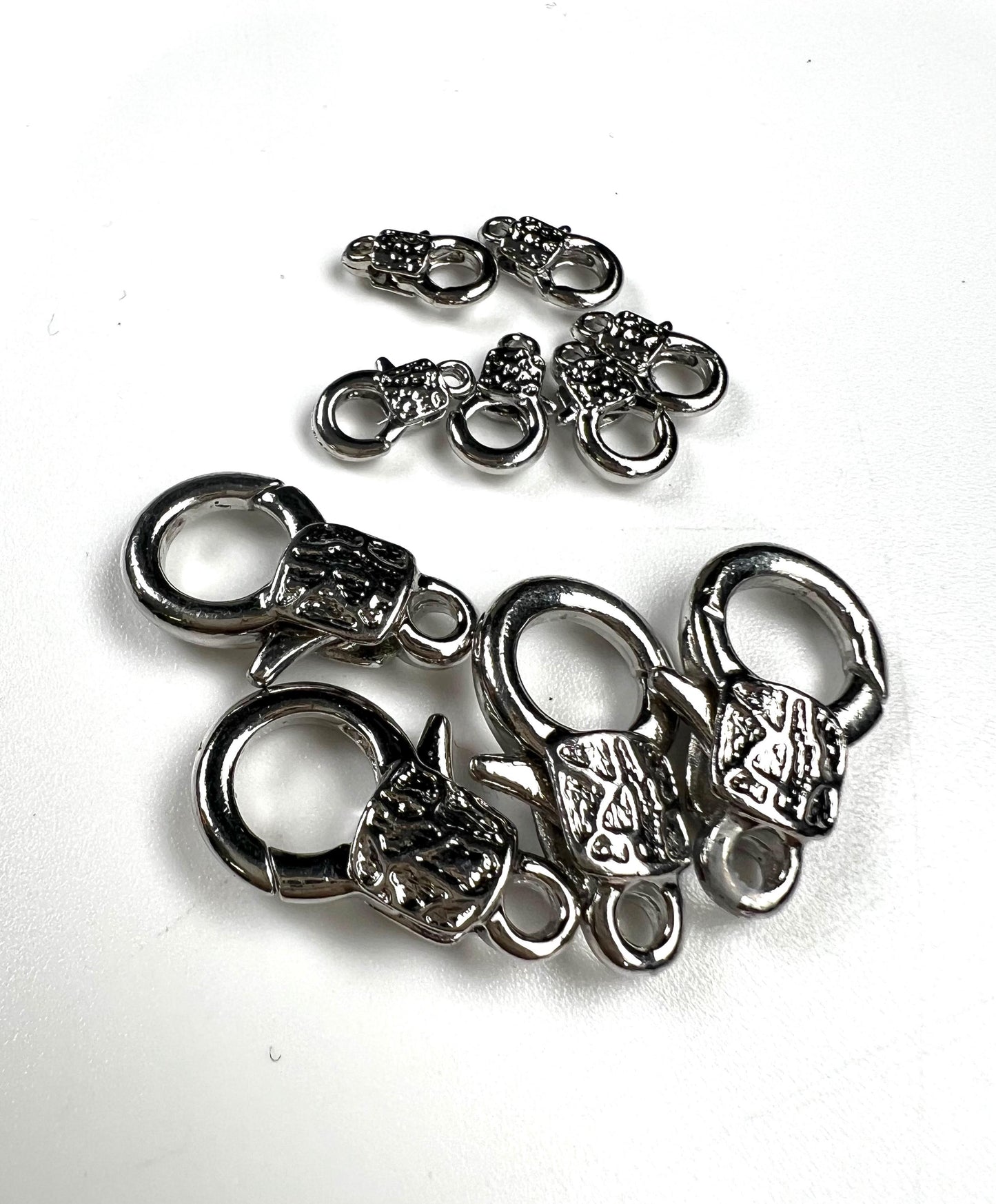 Fancy lobster claw clasp, both side art decorated 13x23mm Rhodium Silver Lobster Clasp, high quality, heavy duty, anti tarnish 1 Pc or bulk