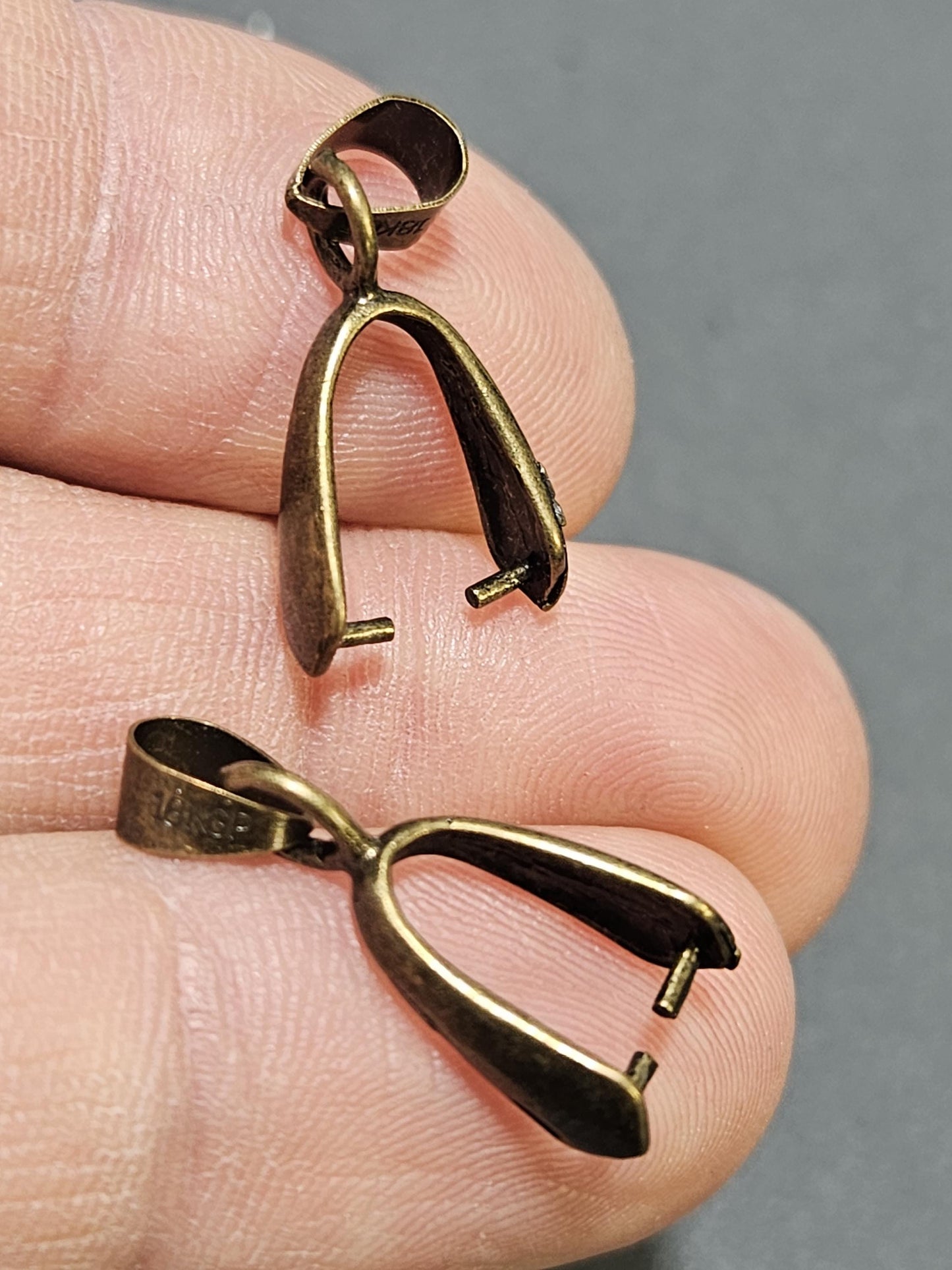10 pcs antique brass large size bail, 24mm long , wide open antique brass, pendant holder, bails, jewelry supplies.