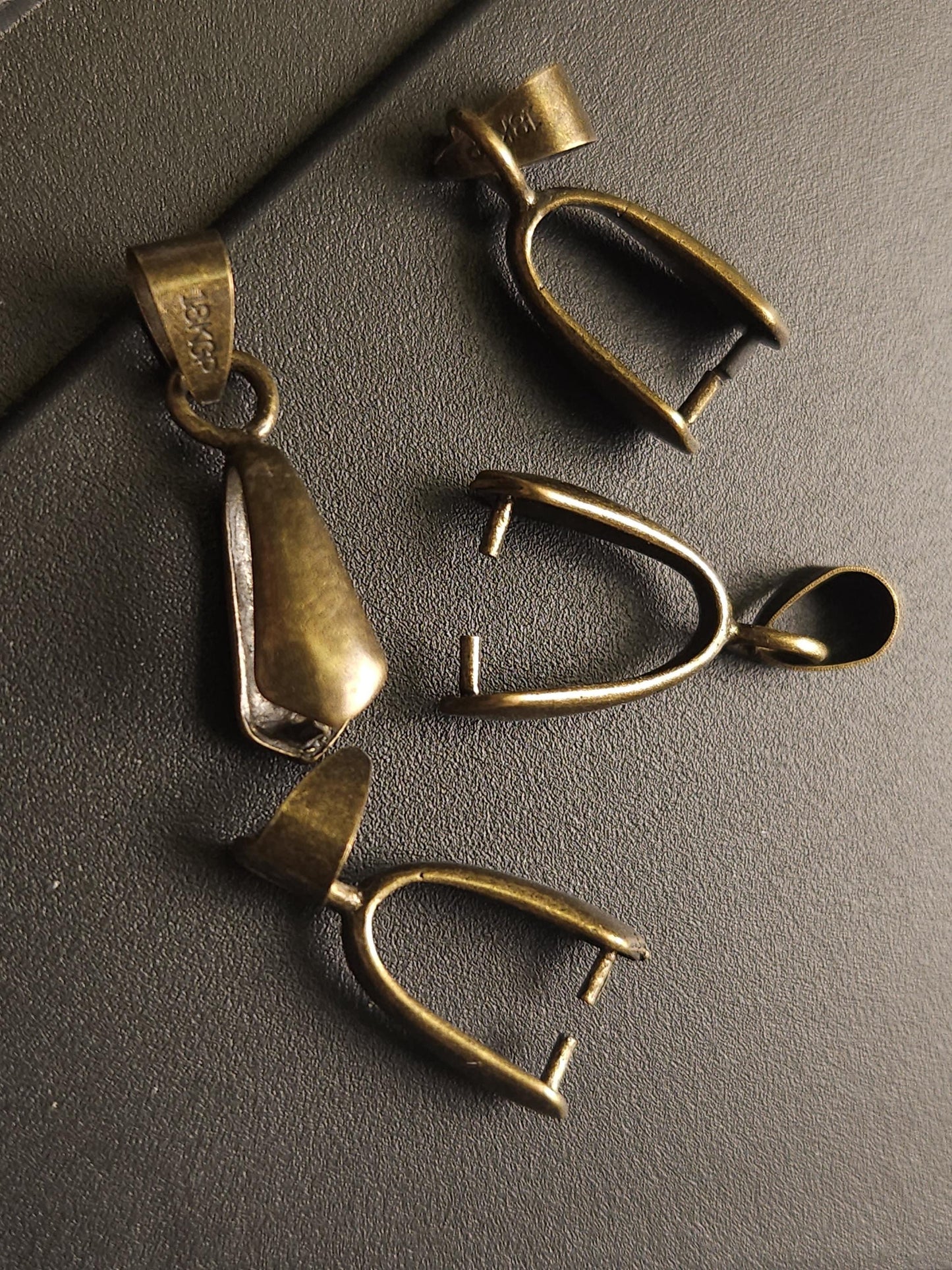 10 pcs antique brass large size bail, 24mm long , wide open antique brass, pendant holder, bails, jewelry supplies.