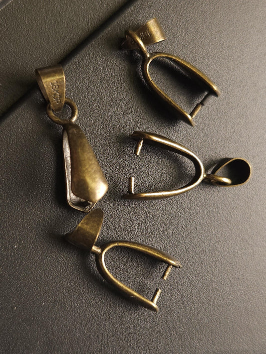 10 pcs antique brass large size bail, 24mm long , wide open antique brass, pendant holder, bails, jewelry supplies.