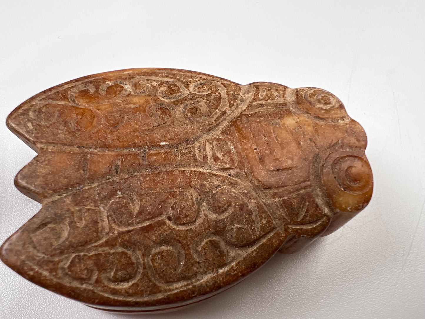 Vintage Natural Antique jade Handcrafted Sakata Bug Good luck pocket stone Mineral rebirth transformation piece