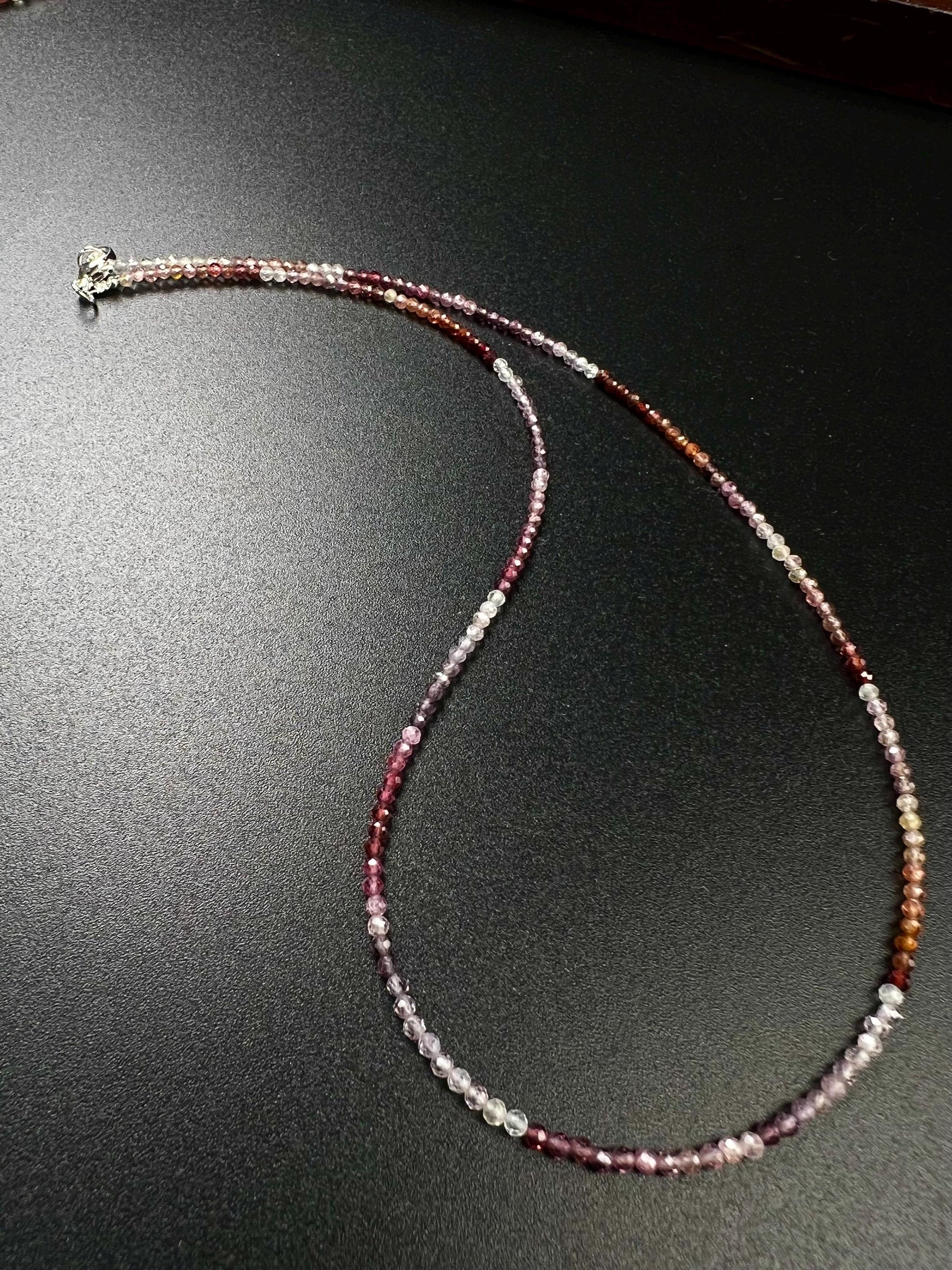 Natural Multi Spinel 2mm micro faceted AAA quality beaded handmade gemstone Necklace.