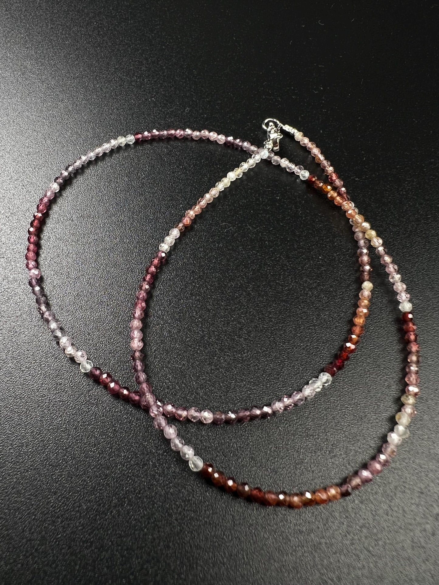 Natural Multi Spinel 2mm micro faceted AAA quality beaded handmade gemstone Necklace.