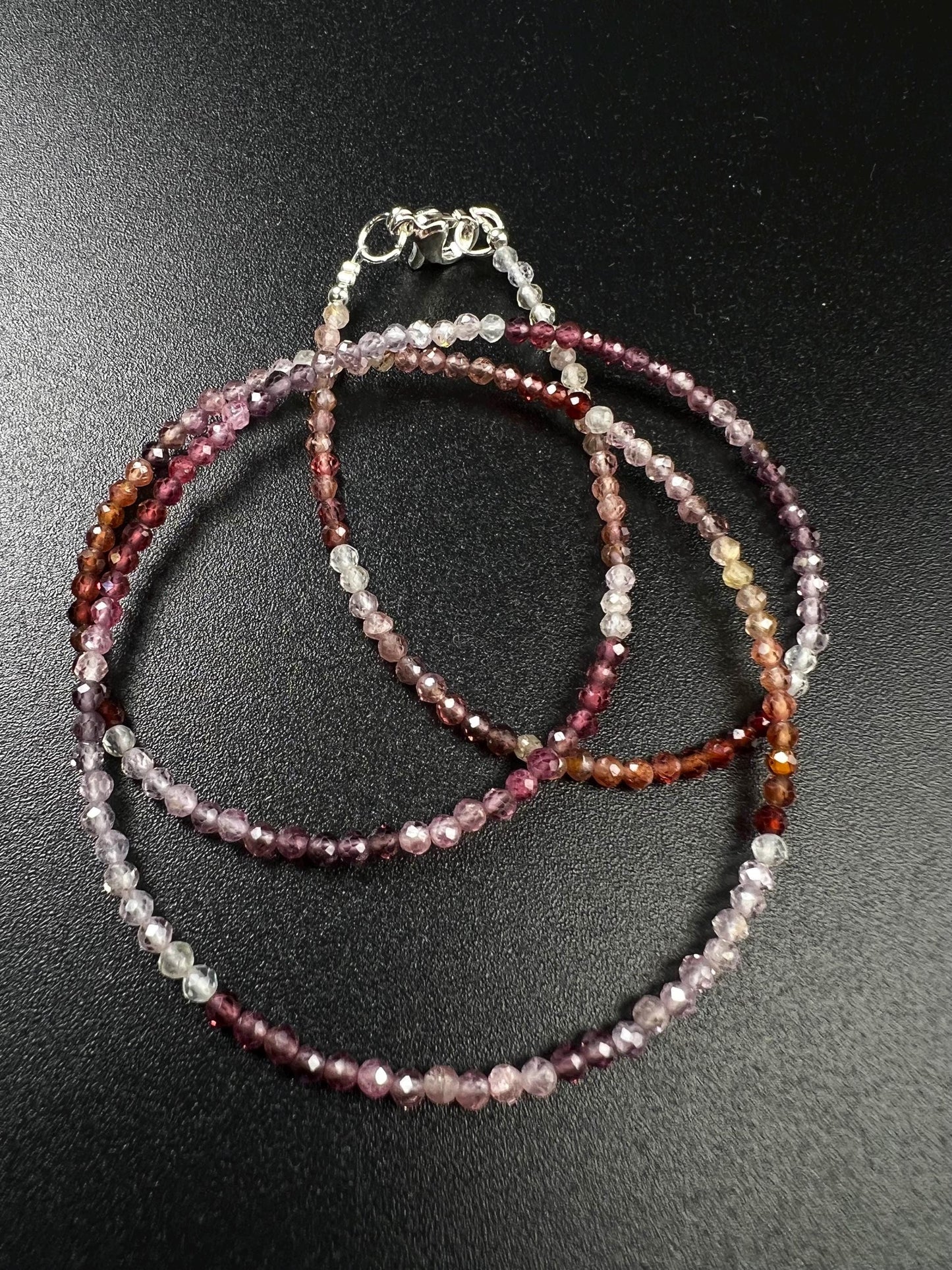 Natural Multi Spinel 2mm micro faceted AAA quality beaded handmade gemstone Necklace.