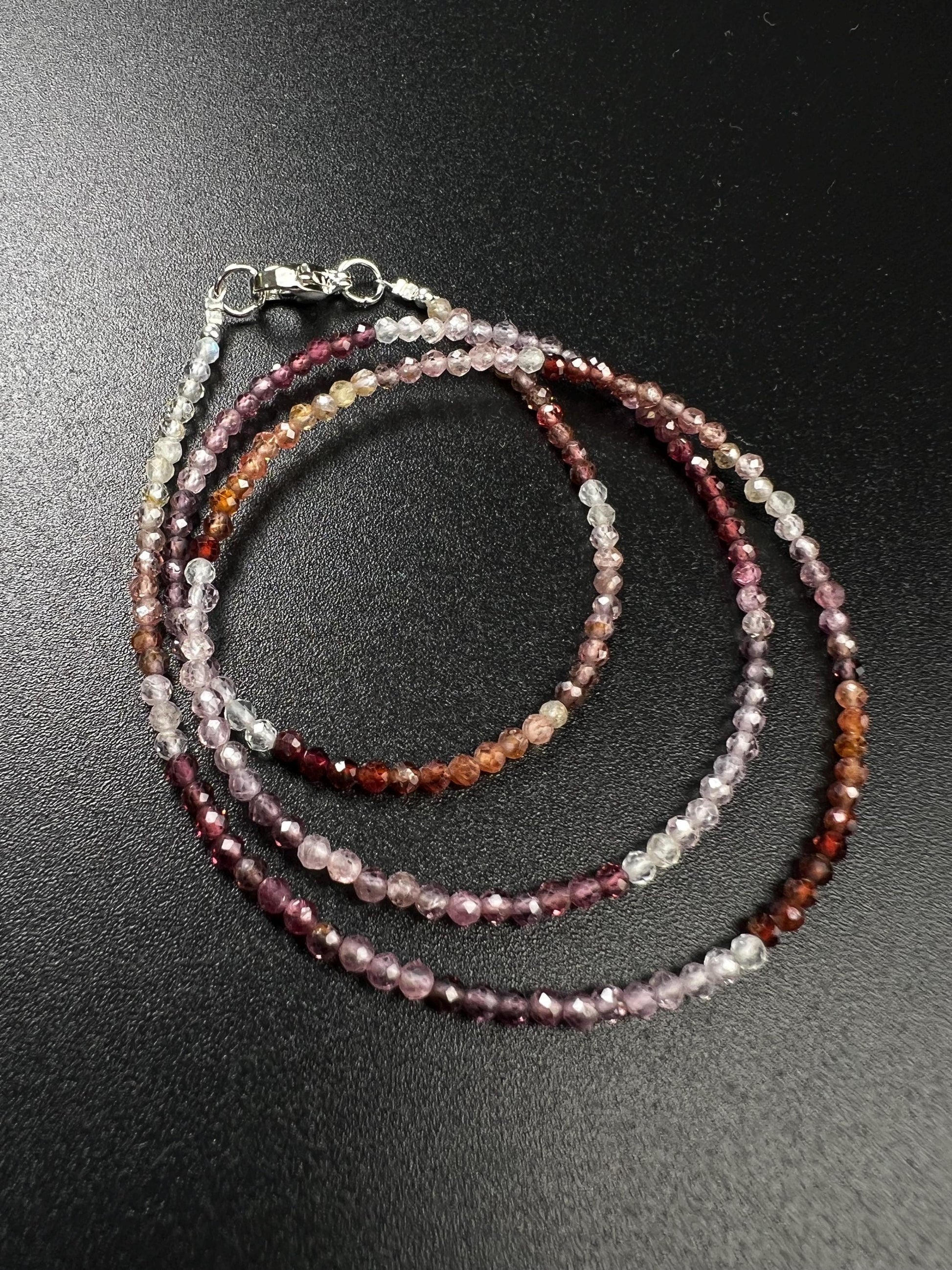 Natural Multi Spinel 2mm micro faceted AAA quality beaded handmade gemstone Necklace.