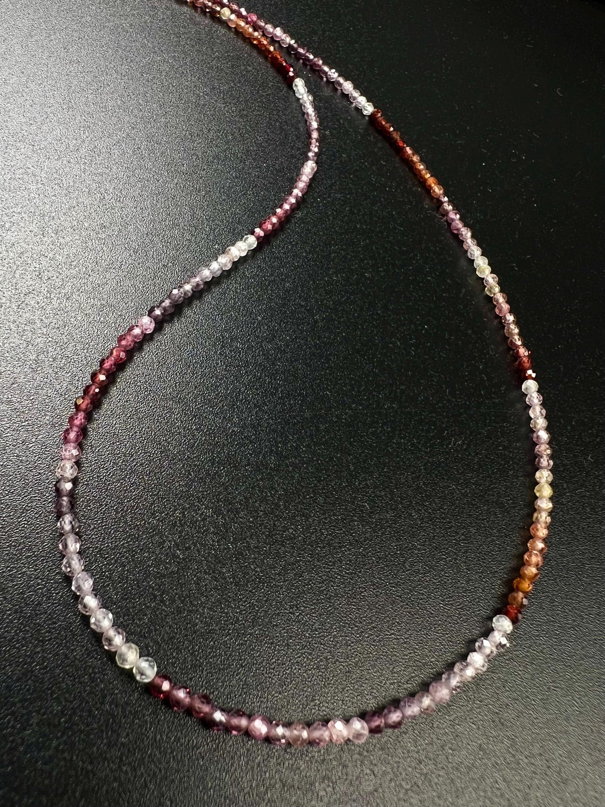 Natural Multi Spinel 2mm micro faceted AAA quality beaded handmade gemstone Necklace.