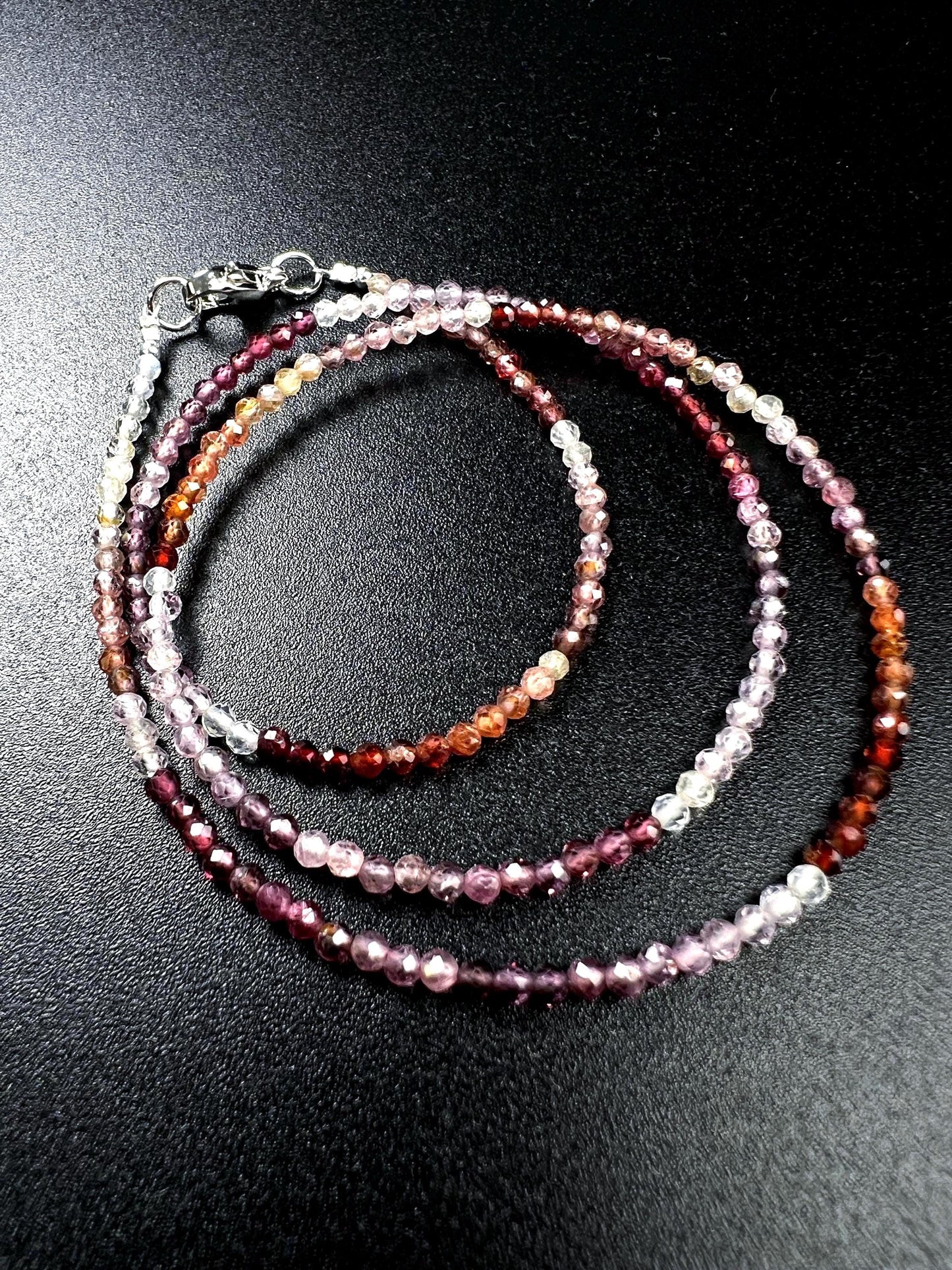 Natural Multi Spinel 2mm micro faceted AAA quality beaded handmade gemstone Necklace.