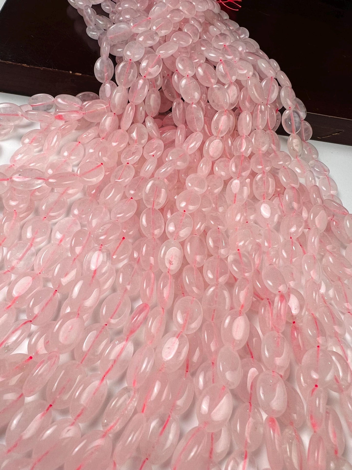 Natural Rose Quartz Smooth oval 12x16mm beads for jewelry making 15” full strand