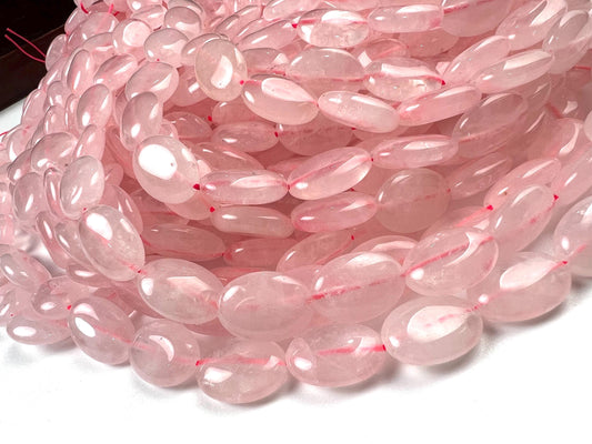 Natural Rose Quartz Smooth oval 12x16mm beads for jewelry making 15” full strand