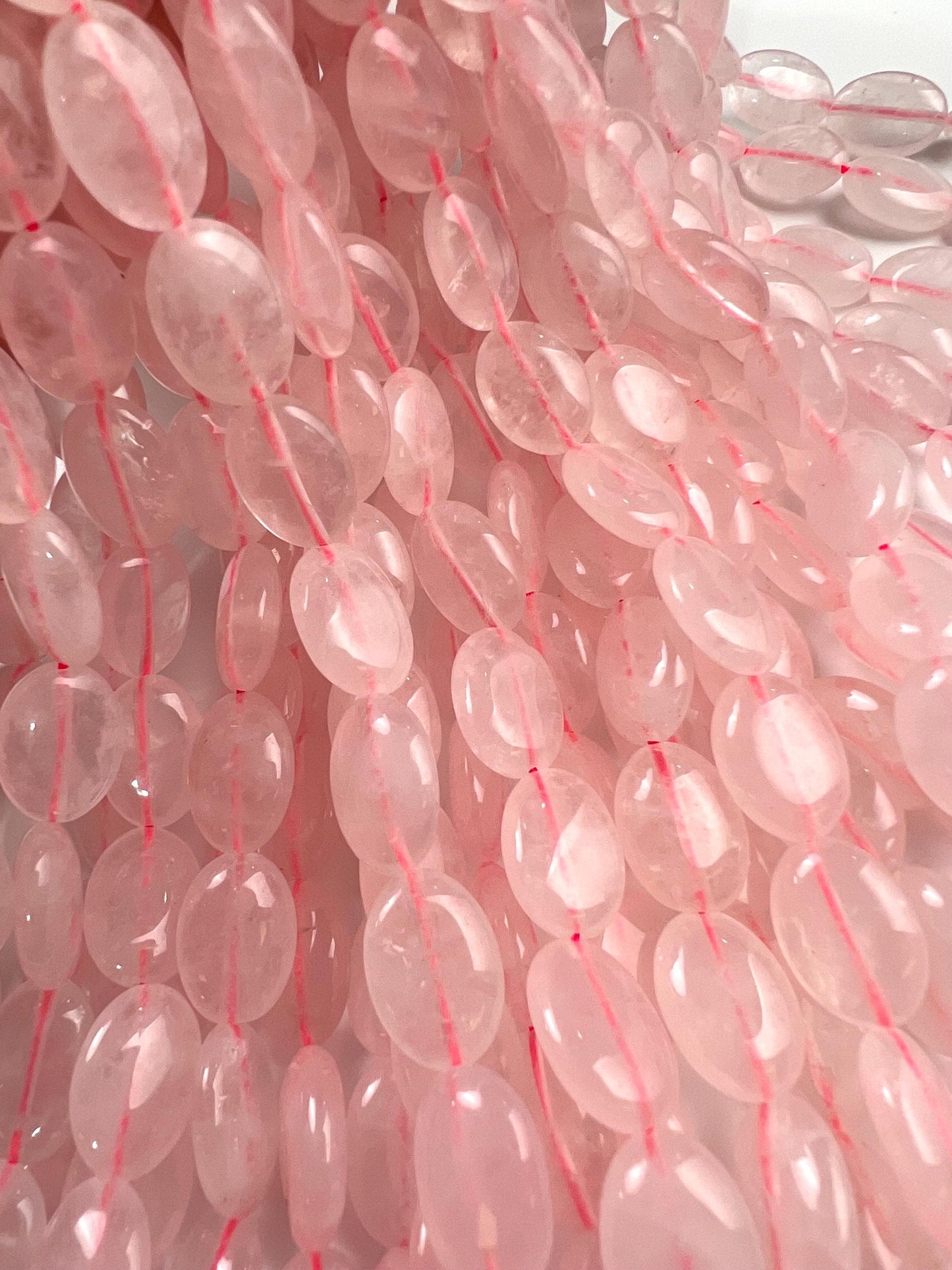Natural Rose Quartz Smooth oval 12x16mm beads for jewelry making 15” full strand