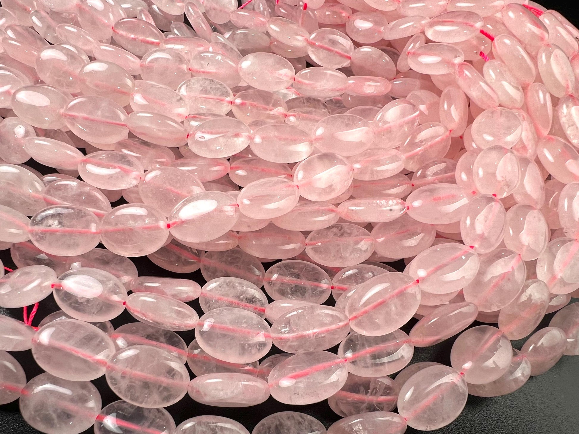 Natural Rose Quartz Smooth oval 12x16mm beads for jewelry making 15” full strand