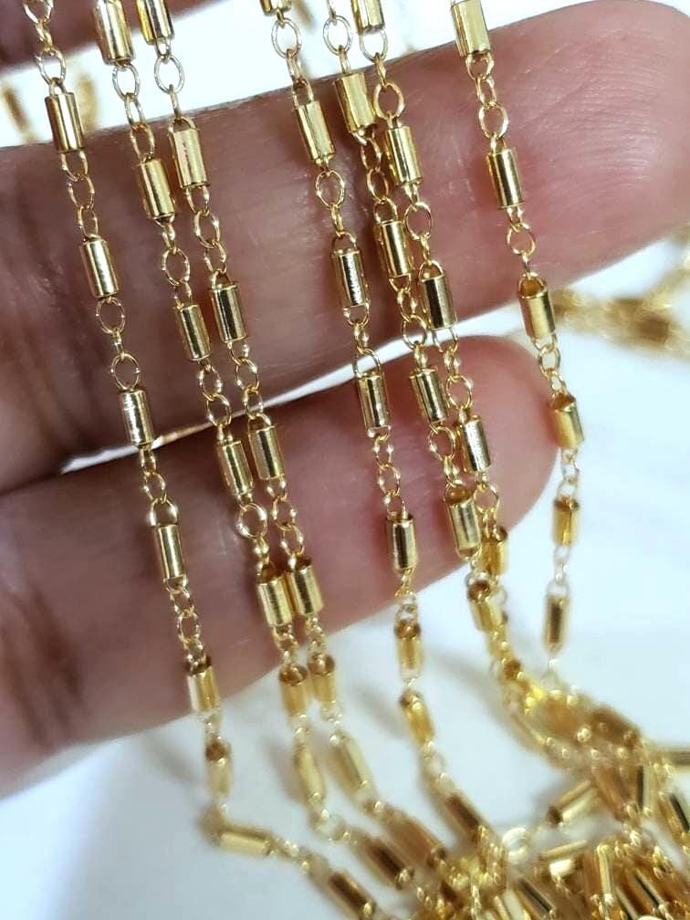 14K Gold filled Fancy bar chain, 2mm cable& 3.16mm bar chain, made in Italy,high Quality,14/20 gold filled chain by foot