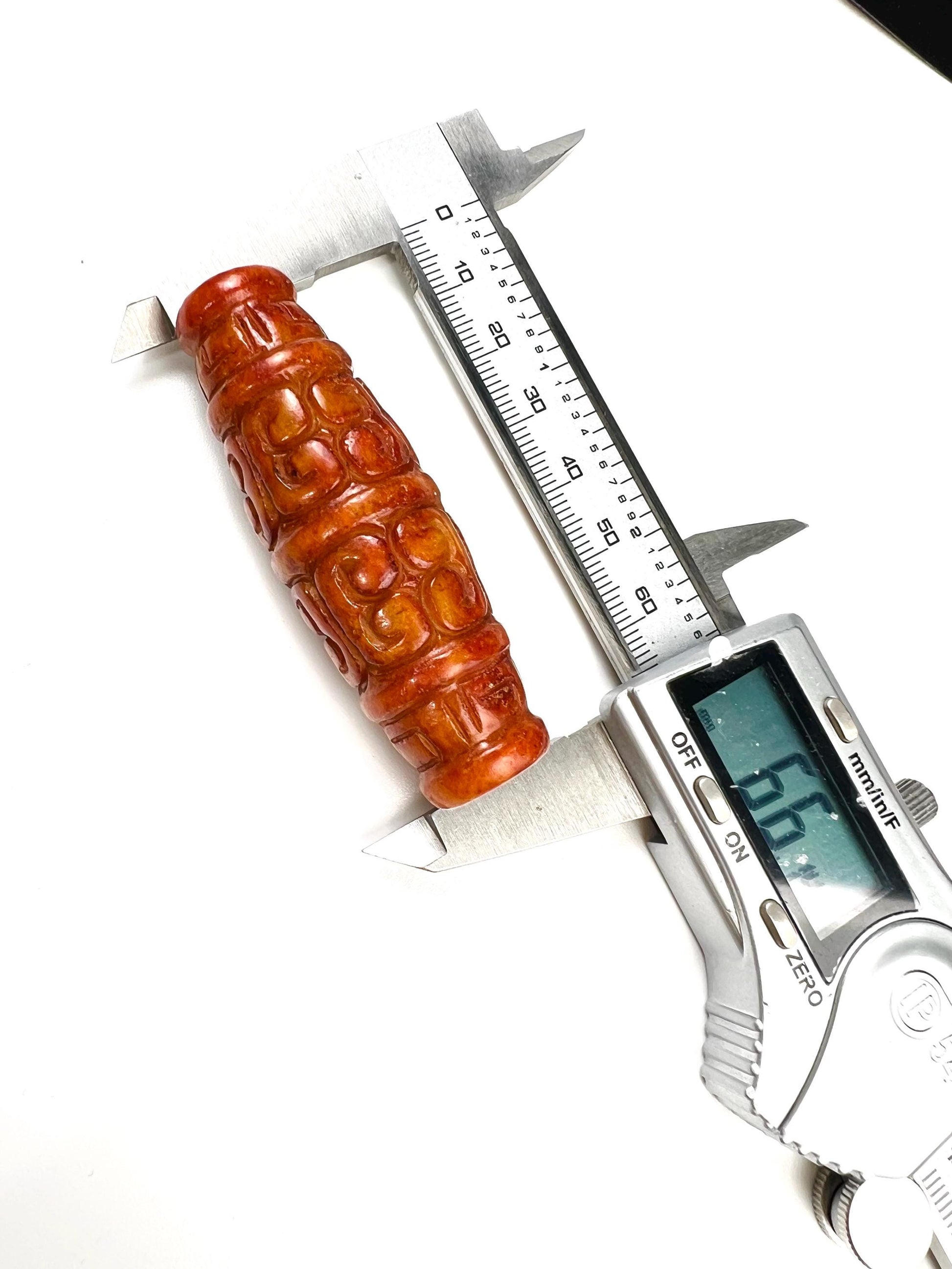 Vintage Natural Antique Tibetian jade Handcrafted Jadeite long bead pocket stone Mineral focal jewelry pendant piece Good Luck