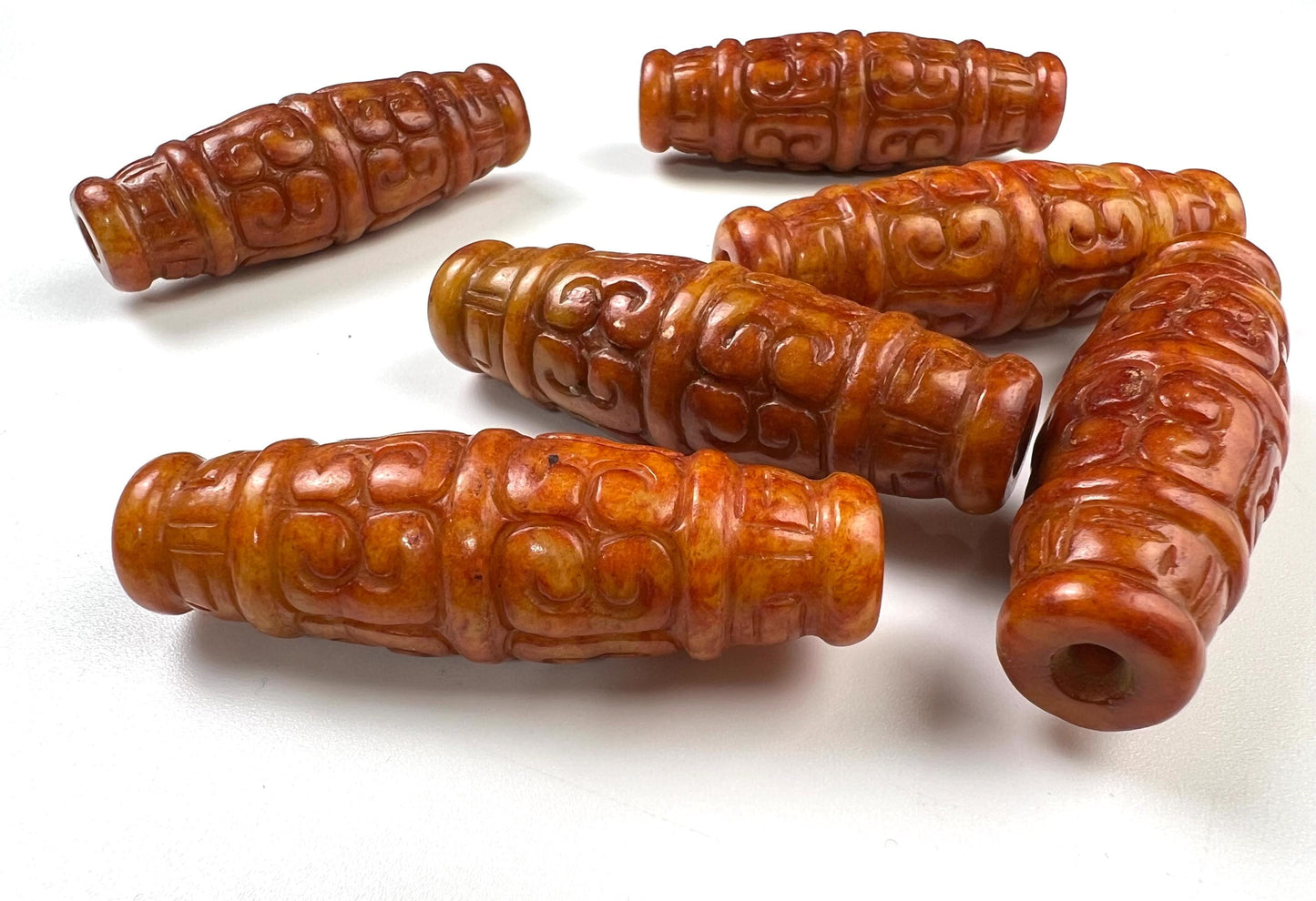 Vintage Natural Antique Tibetian jade Handcrafted Jadeite long bead pocket stone Mineral focal jewelry pendant piece Good Luck