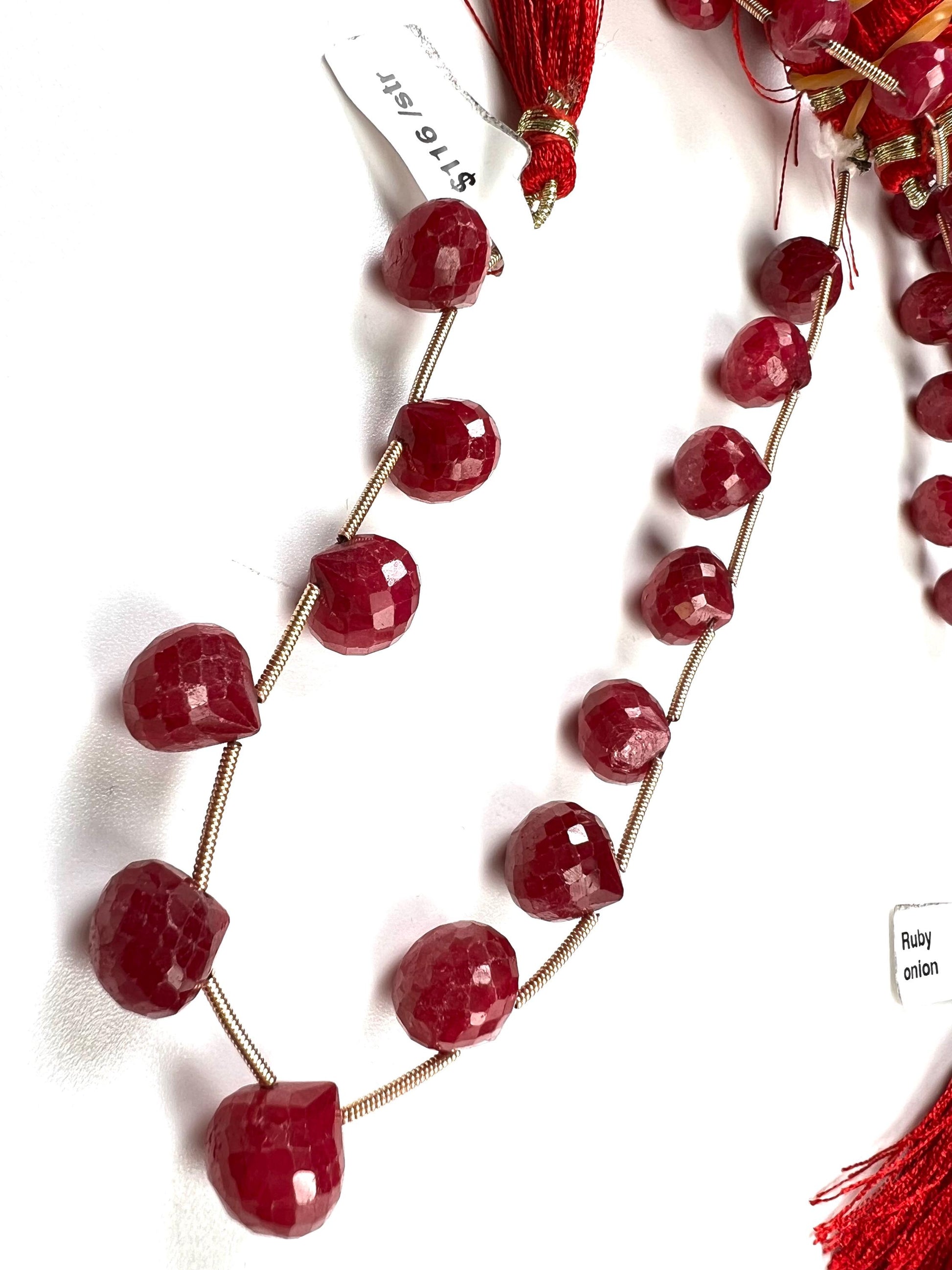 Natural Ruby Faceted Teardrop 4-6x6-9mm Gemstone Briolette Jewelry Beads 10 pcs or 20 pcs