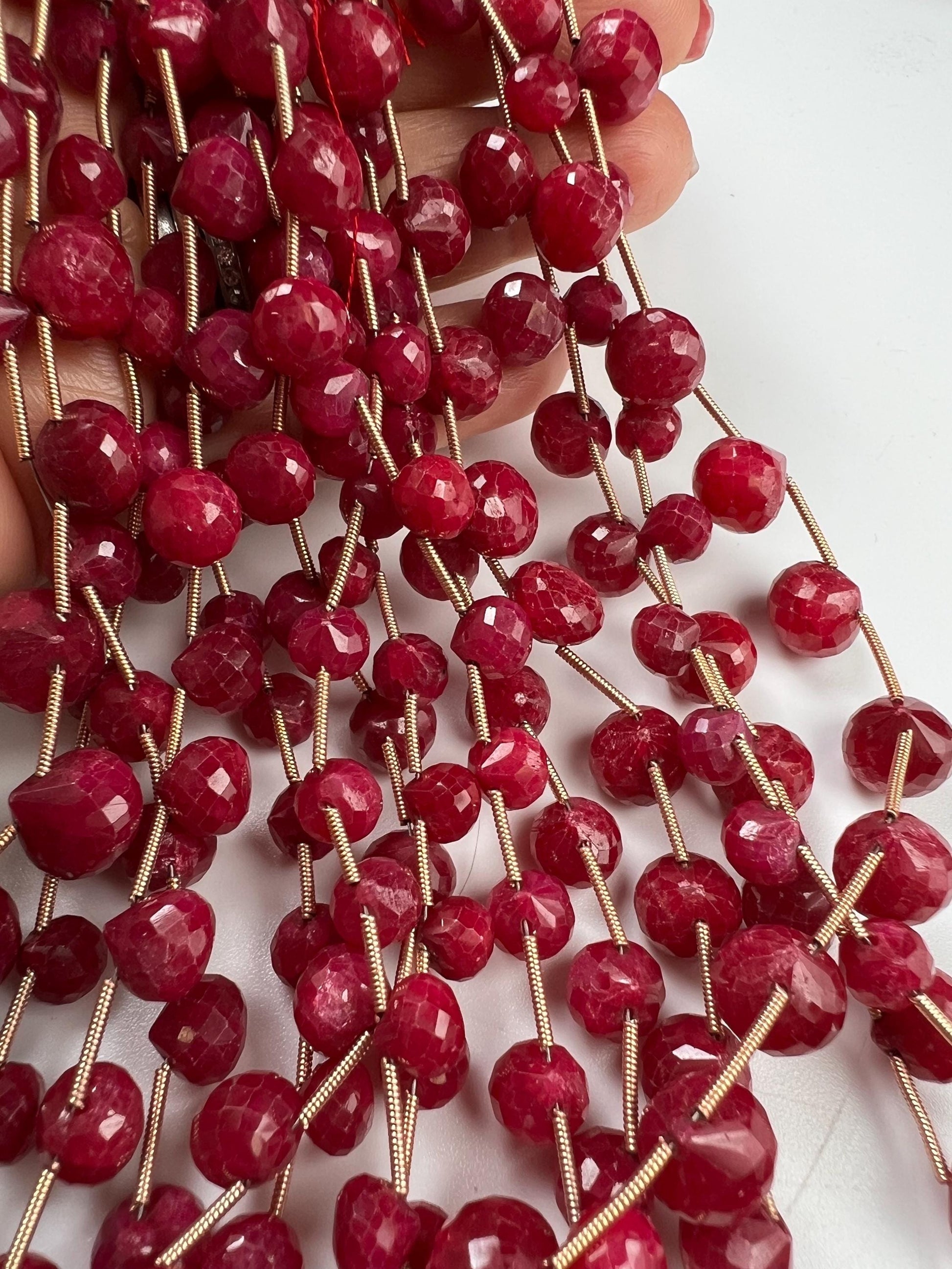 Natural Ruby Faceted Teardrop 4-6x6-9mm Gemstone Briolette Jewelry Beads 10 pcs or 20 pcs