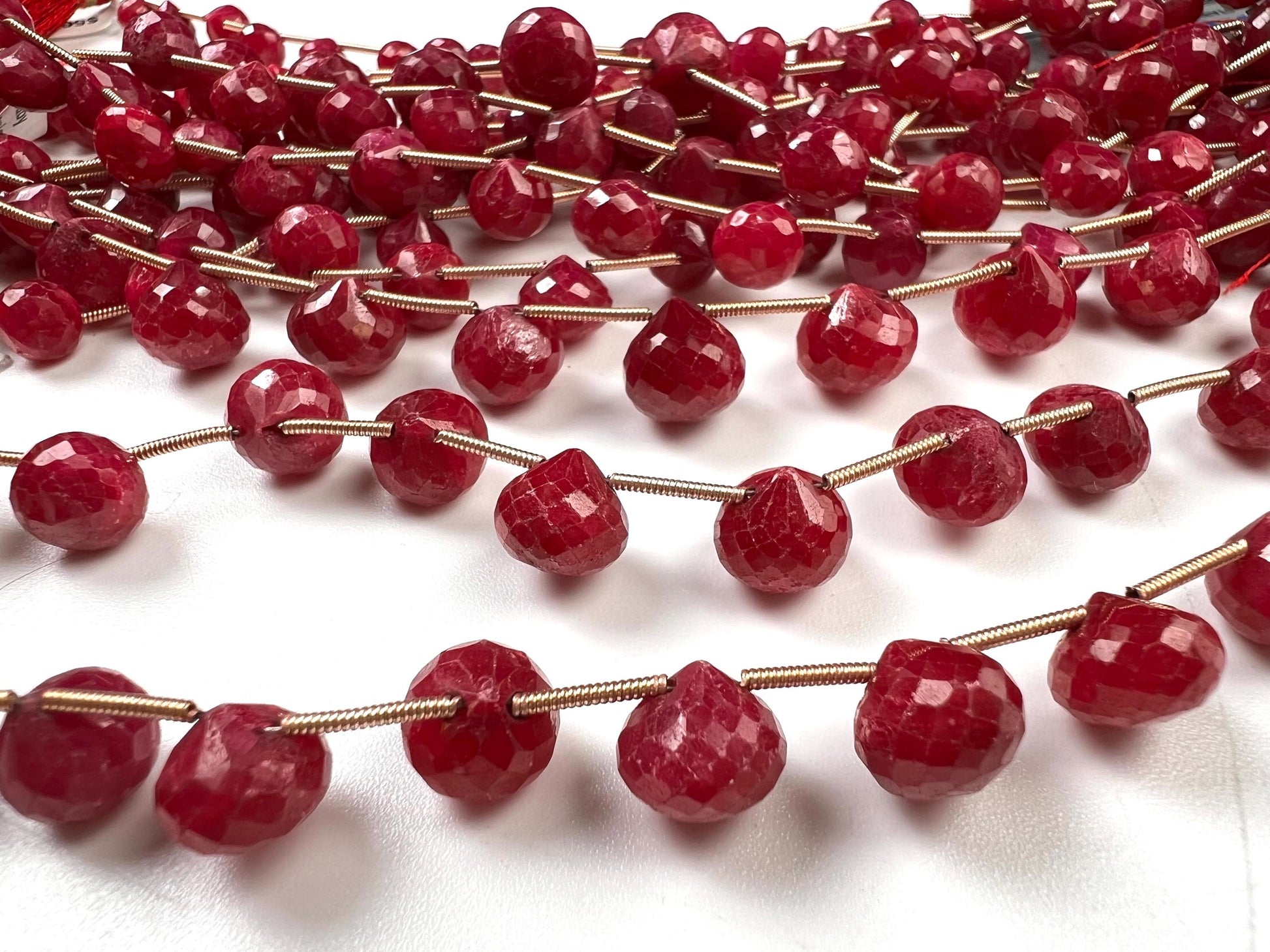Natural Ruby Faceted Teardrop 4-6x6-9mm Gemstone Briolette Jewelry Beads 10 pcs or 20 pcs
