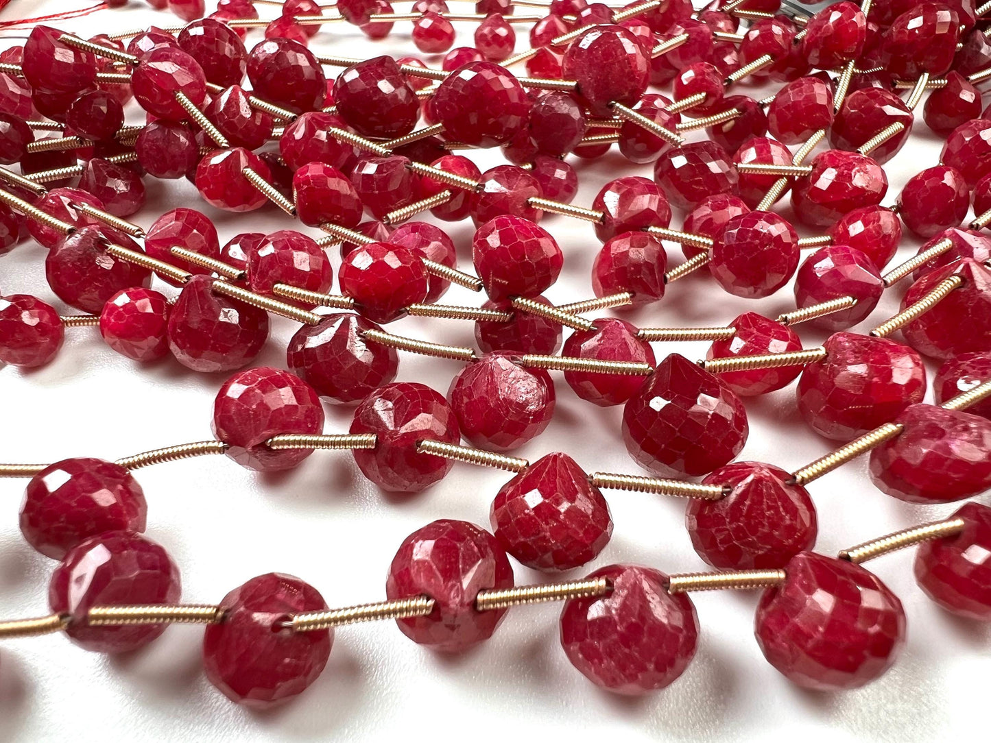 Natural Ruby Faceted Teardrop 4-6x6-9mm Gemstone Briolette Jewelry Beads 10 pcs or 20 pcs
