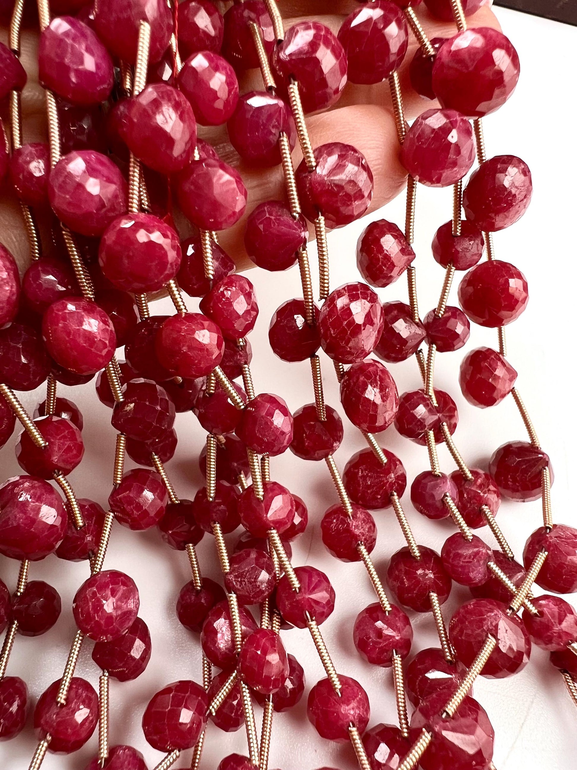 Natural Ruby Faceted Teardrop 4-6x6-9mm Gemstone Briolette Jewelry Beads 10 pcs or 20 pcs