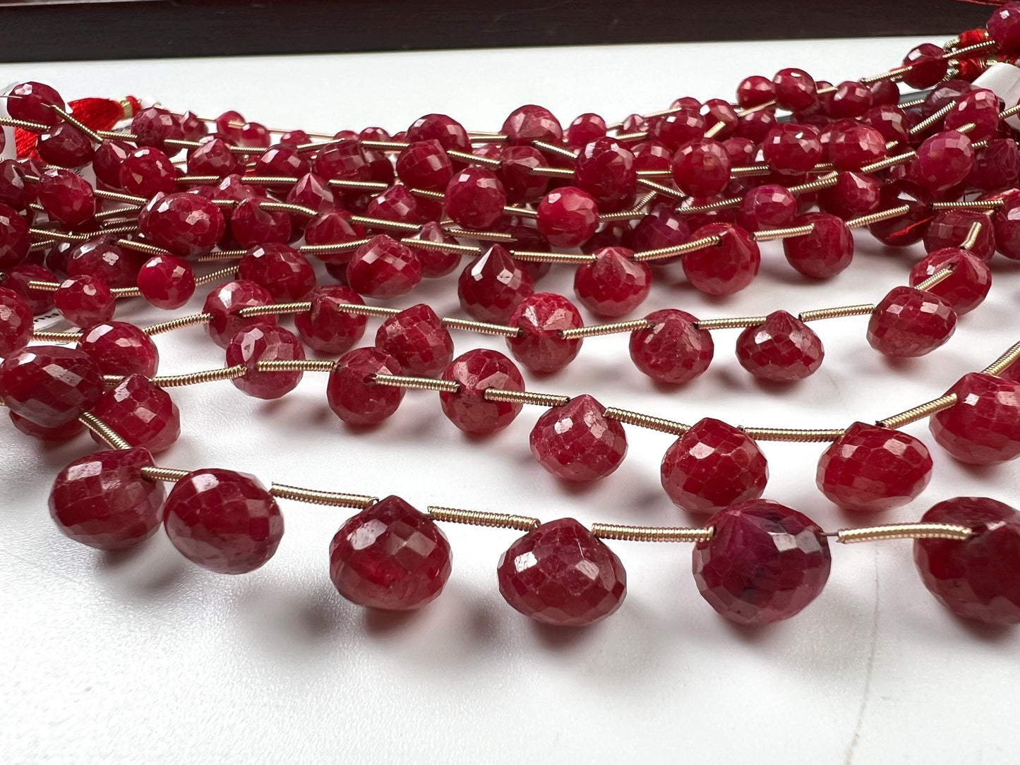Natural Ruby Faceted Teardrop 4-6x6-9mm Gemstone Briolette Jewelry Beads 10 pcs or 20 pcs