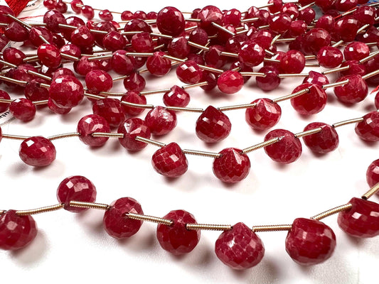 Natural Ruby Faceted Teardrop 4-6x6-9mm Gemstone Briolette Jewelry Beads 10 pcs or 20 pcs