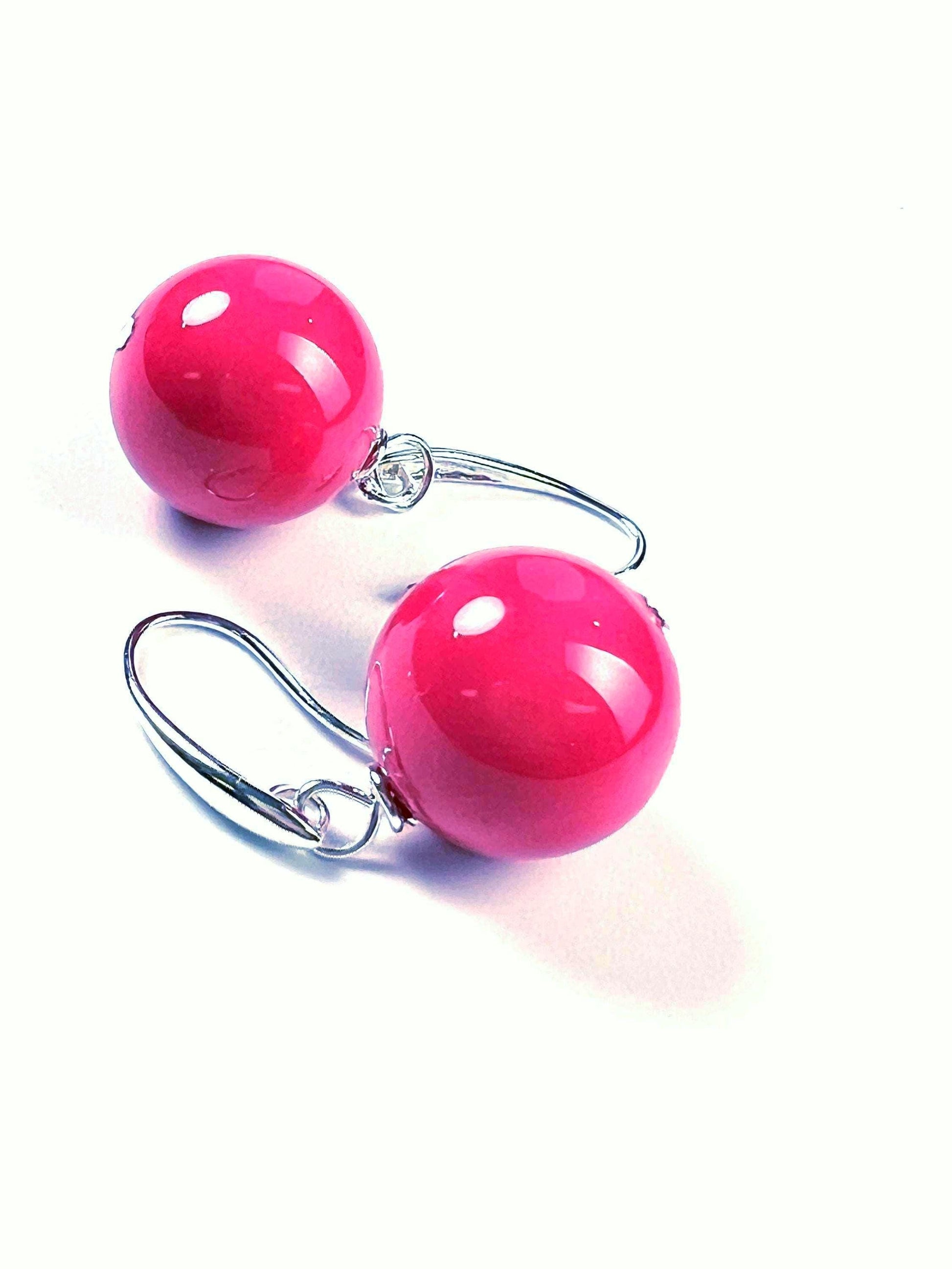Hot Pink South SeaShell Pearl 16mm Largre High Luster Earrings color Valentines Bridal party wear Gift for Her
