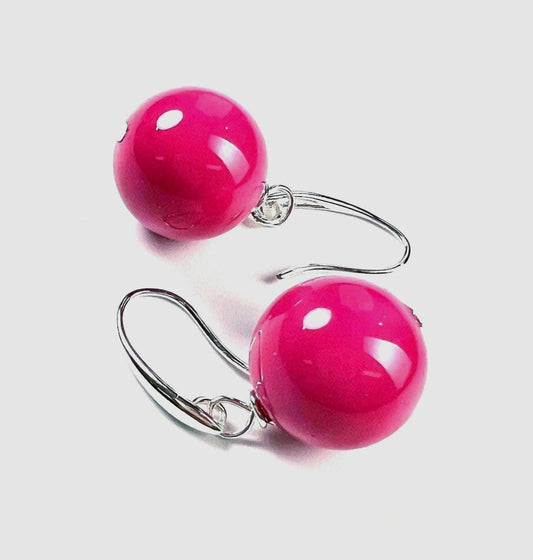 Hot Pink South SeaShell Pearl 16mm Largre High Luster Earrings color Valentines Bridal party wear Gift for Her