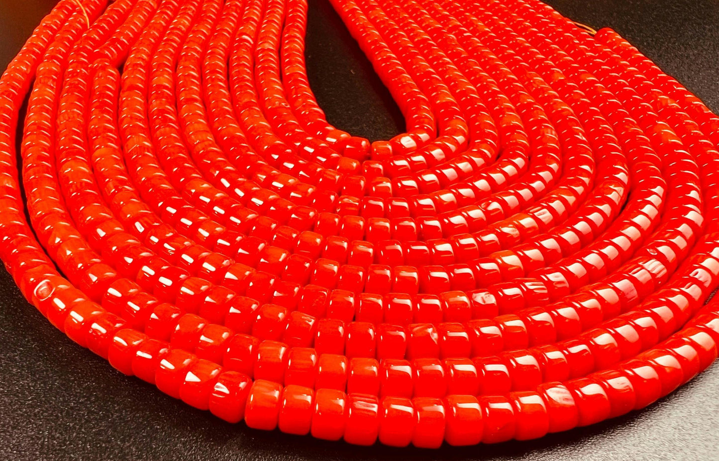 Genuine coral Heishi Wherl tyre smooth Roundel beads 6mm AAA quality gemstone Beads 15" Strand