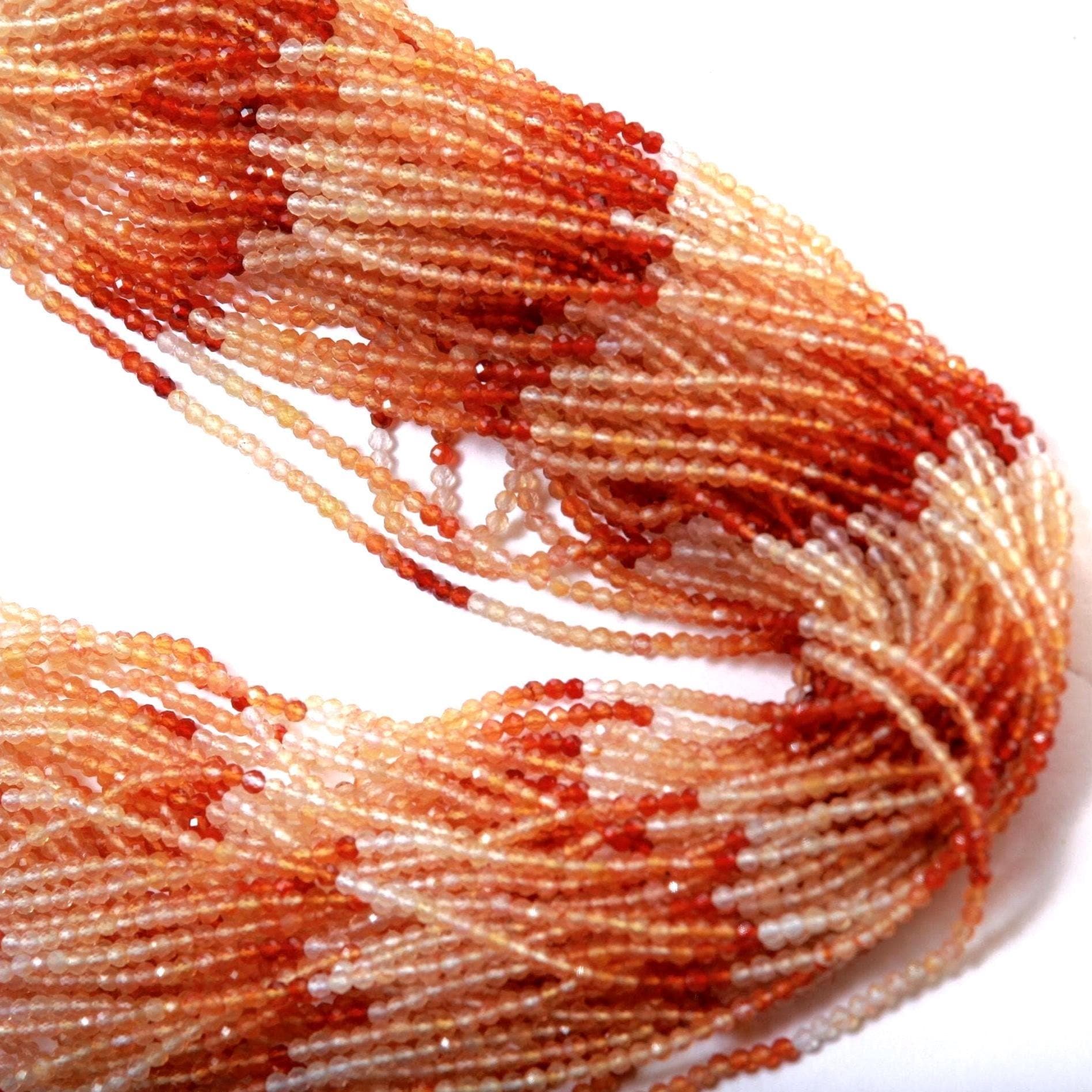 Mexican Fire Opal 2mm microfaceted Shaded Ombre Orange Round natural Beads, Jewelry Making AAA quality 12.5" strand, Fire Opal bead
