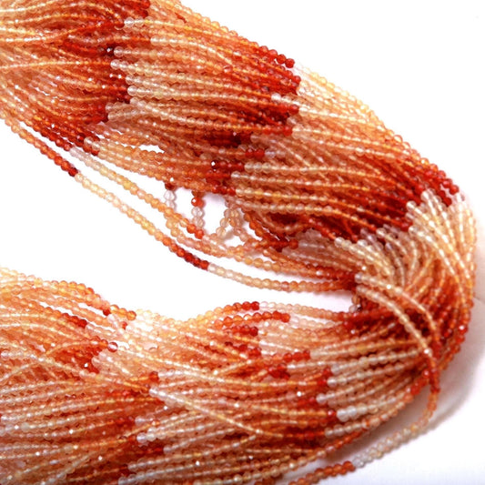 Mexican Fire Opal 2mm microfaceted Shaded Ombre Orange Round natural Beads, Jewelry Making AAA quality 12.5" strand, Fire Opal bead