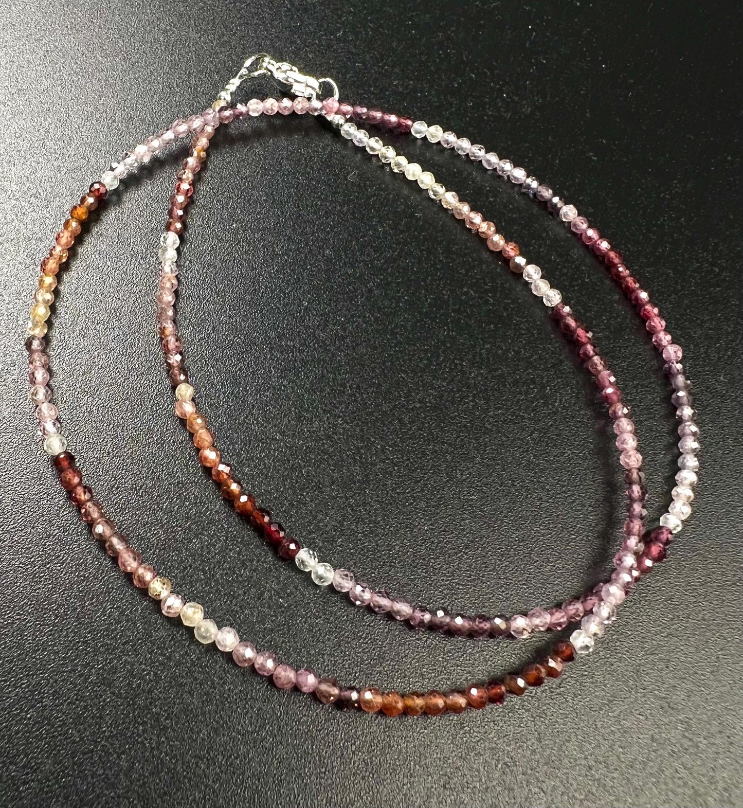 Natural Multi Spinel 2mm micro faceted AAA quality beaded handmade gemstone Necklace.